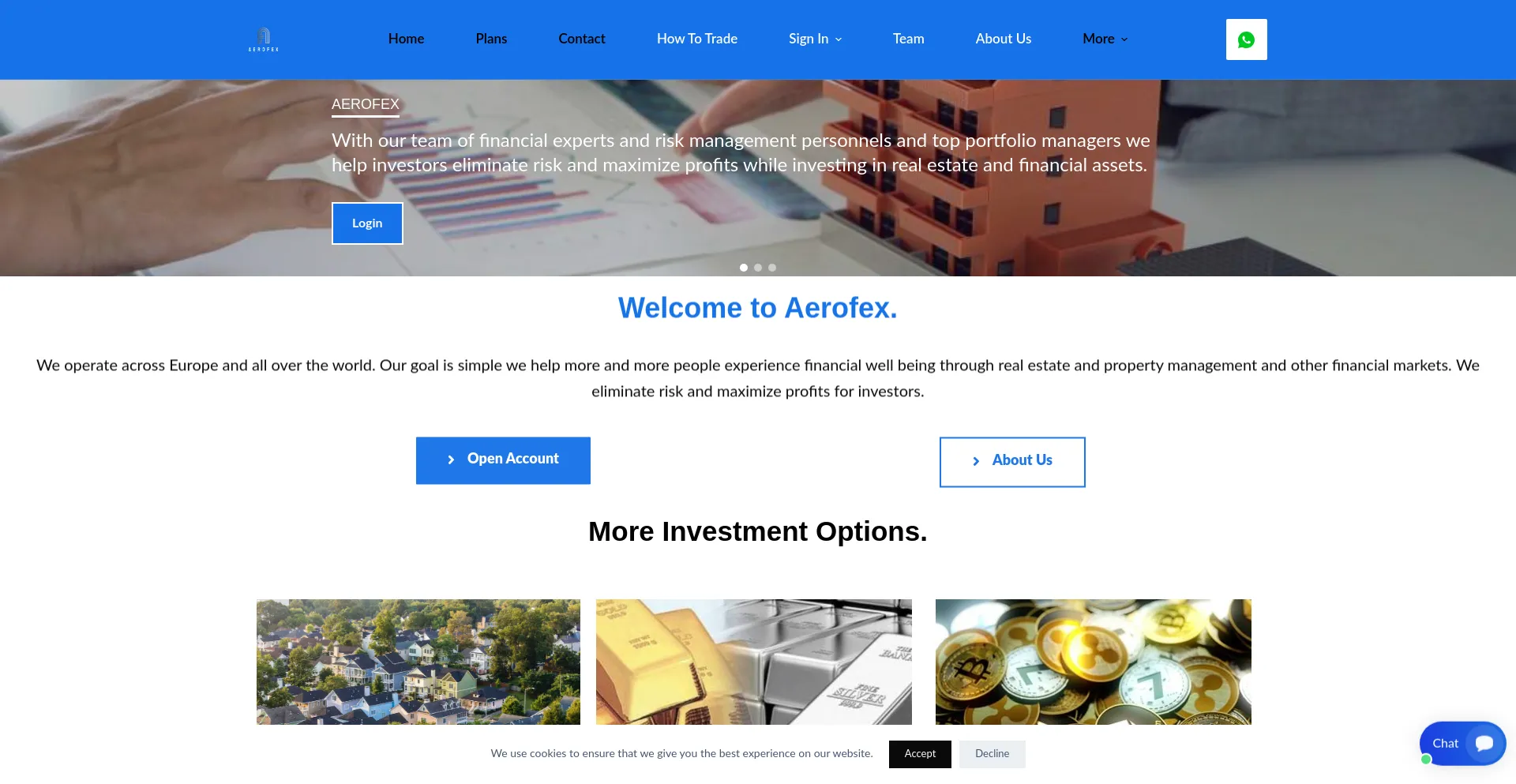 Website screenshot of Aerofex.org