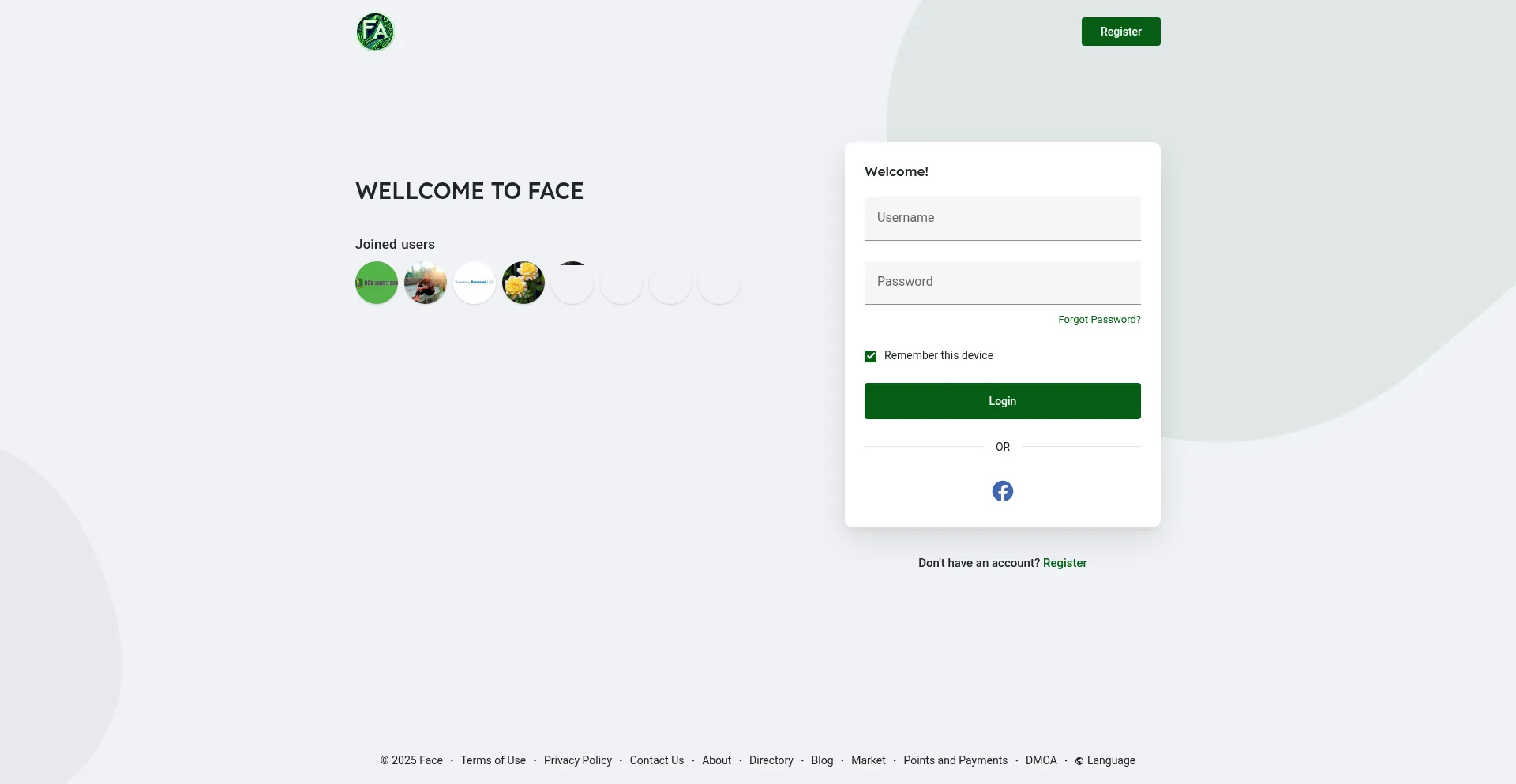Website screenshot of Aface1.com
