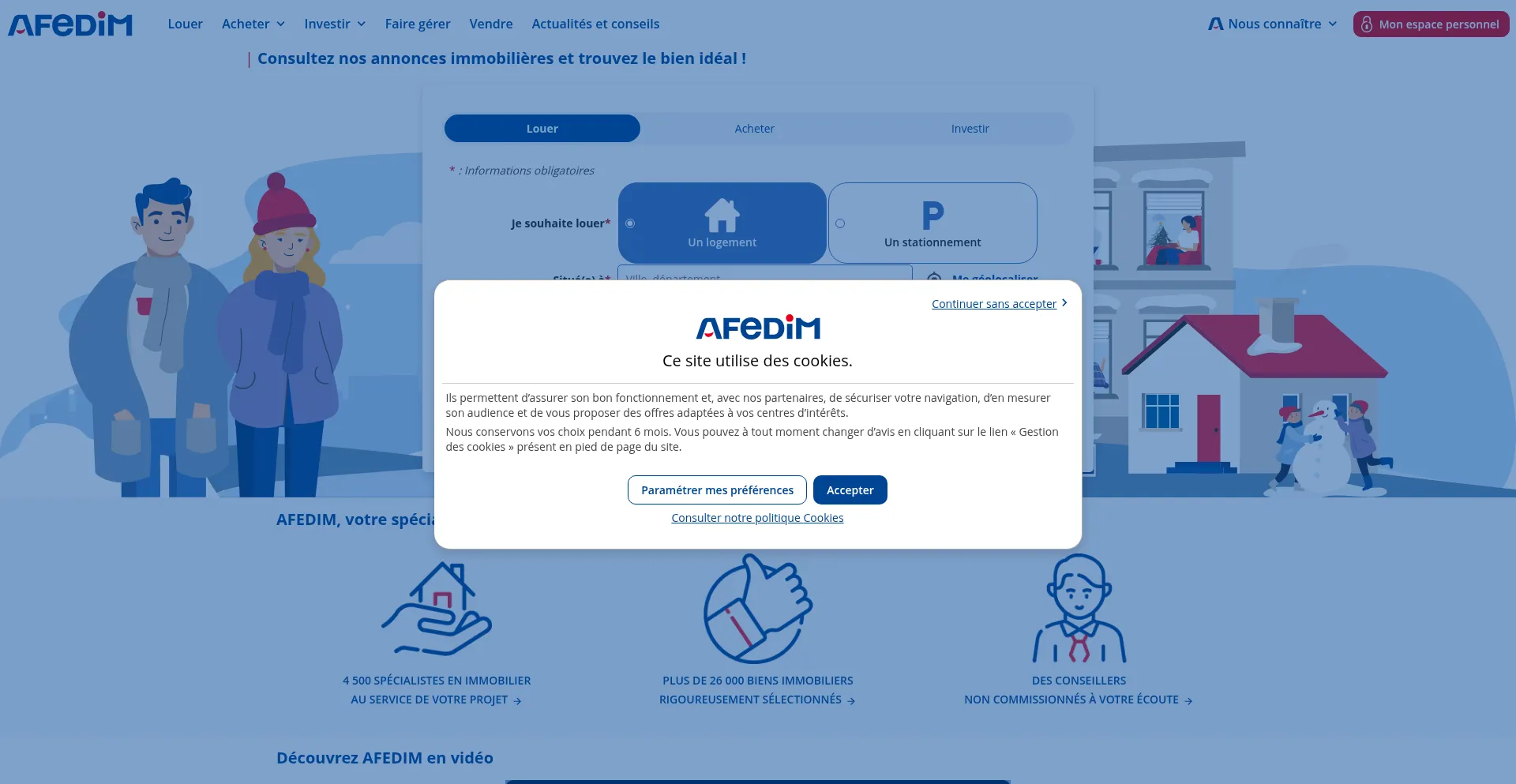 Website screenshot of Afedim.fr