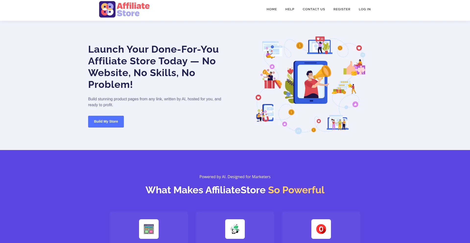Website screenshot of Affiliatestore.biz