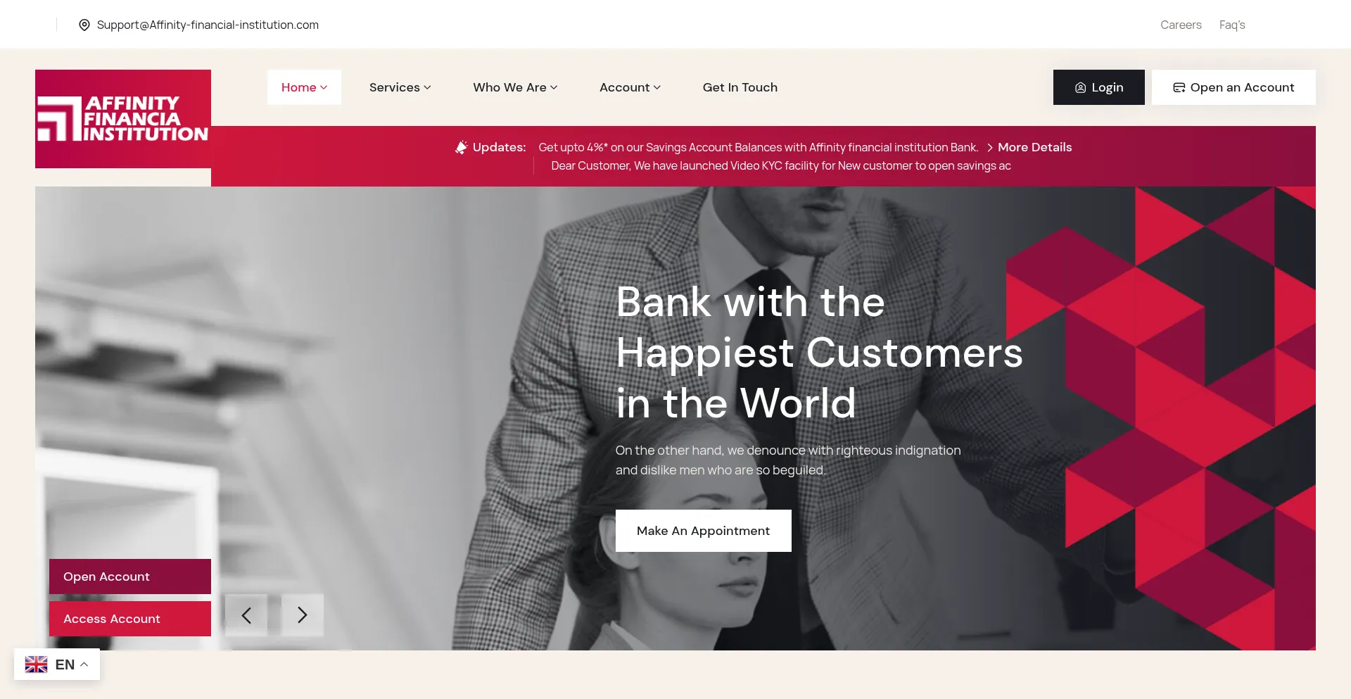 Website screenshot of Affinity-financial-institution.com