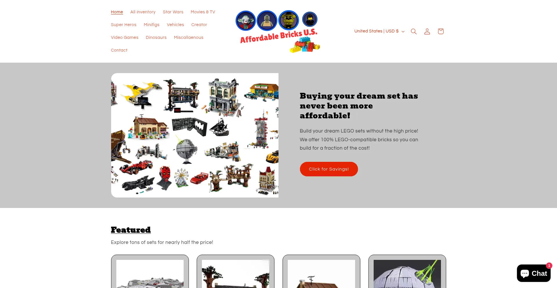 Website screenshot of Affordablebricks.us