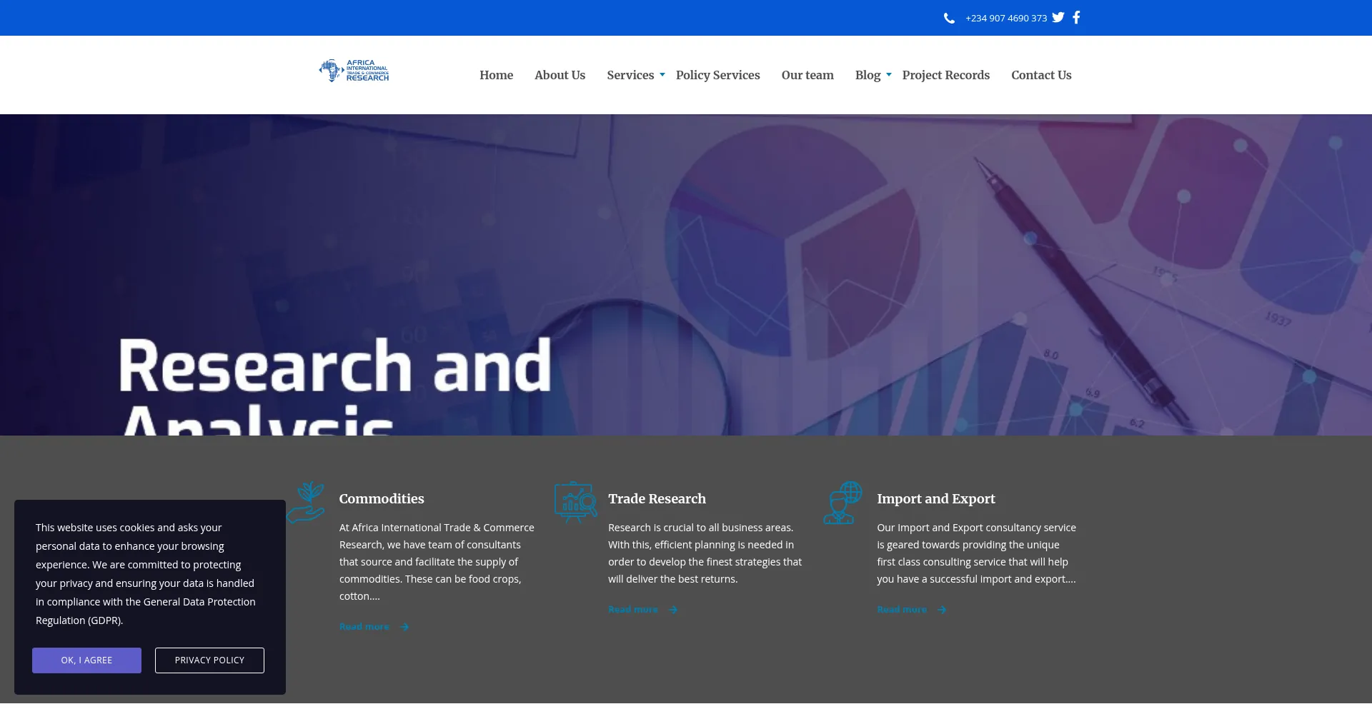 Website screenshot of Africainternationaltrade.com