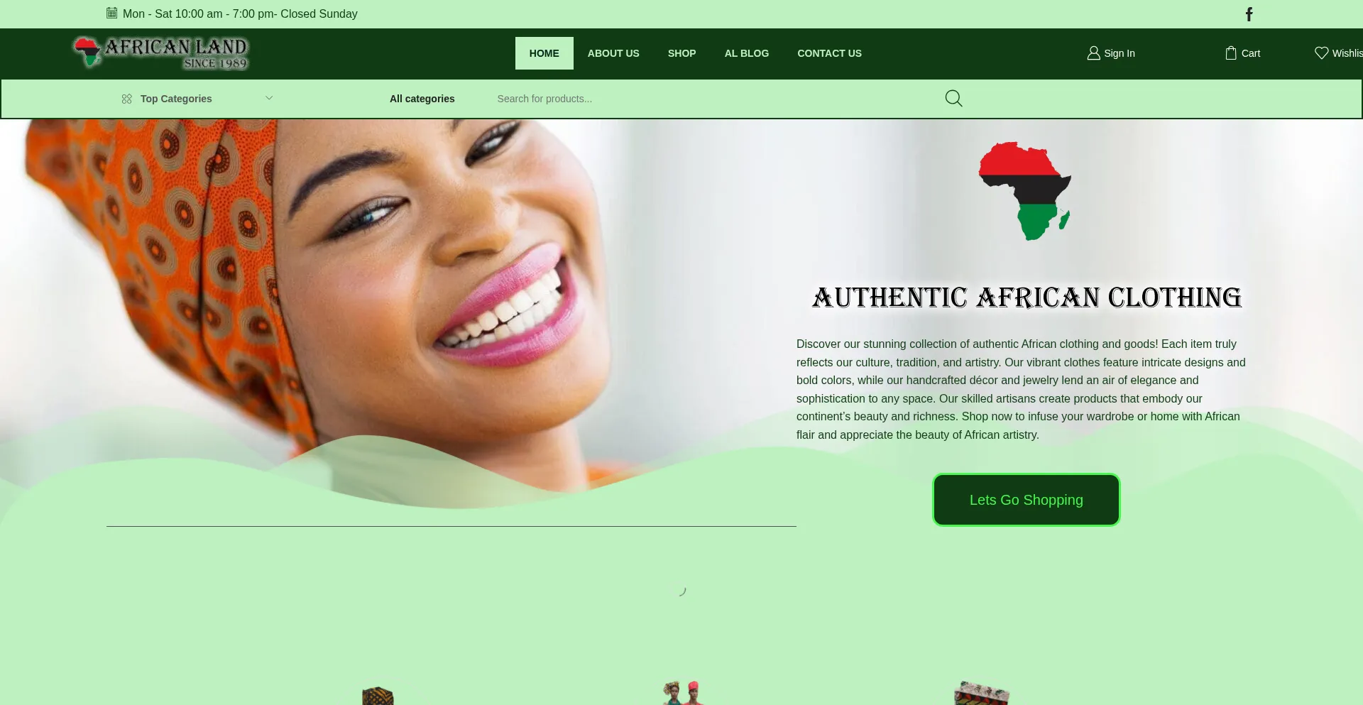 Website screenshot of African-land.com