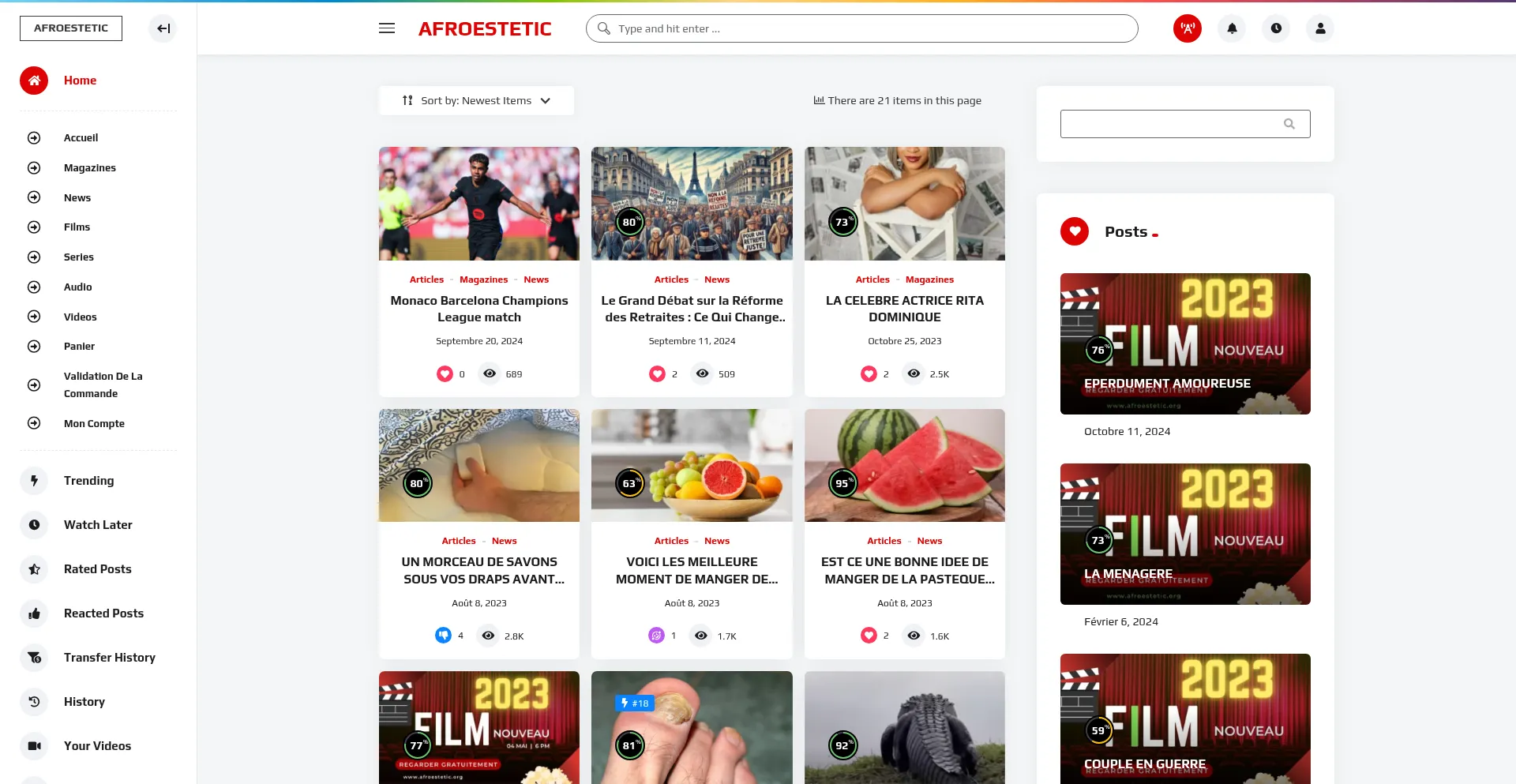 Website screenshot of Afroestetic.org