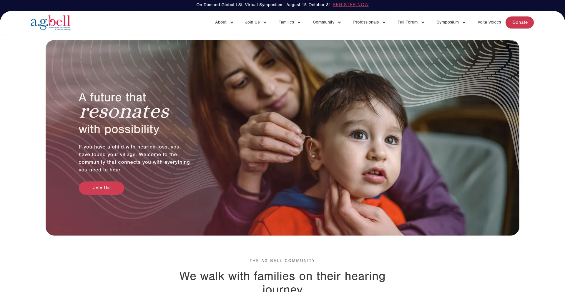 Website screenshot of Agbell.org