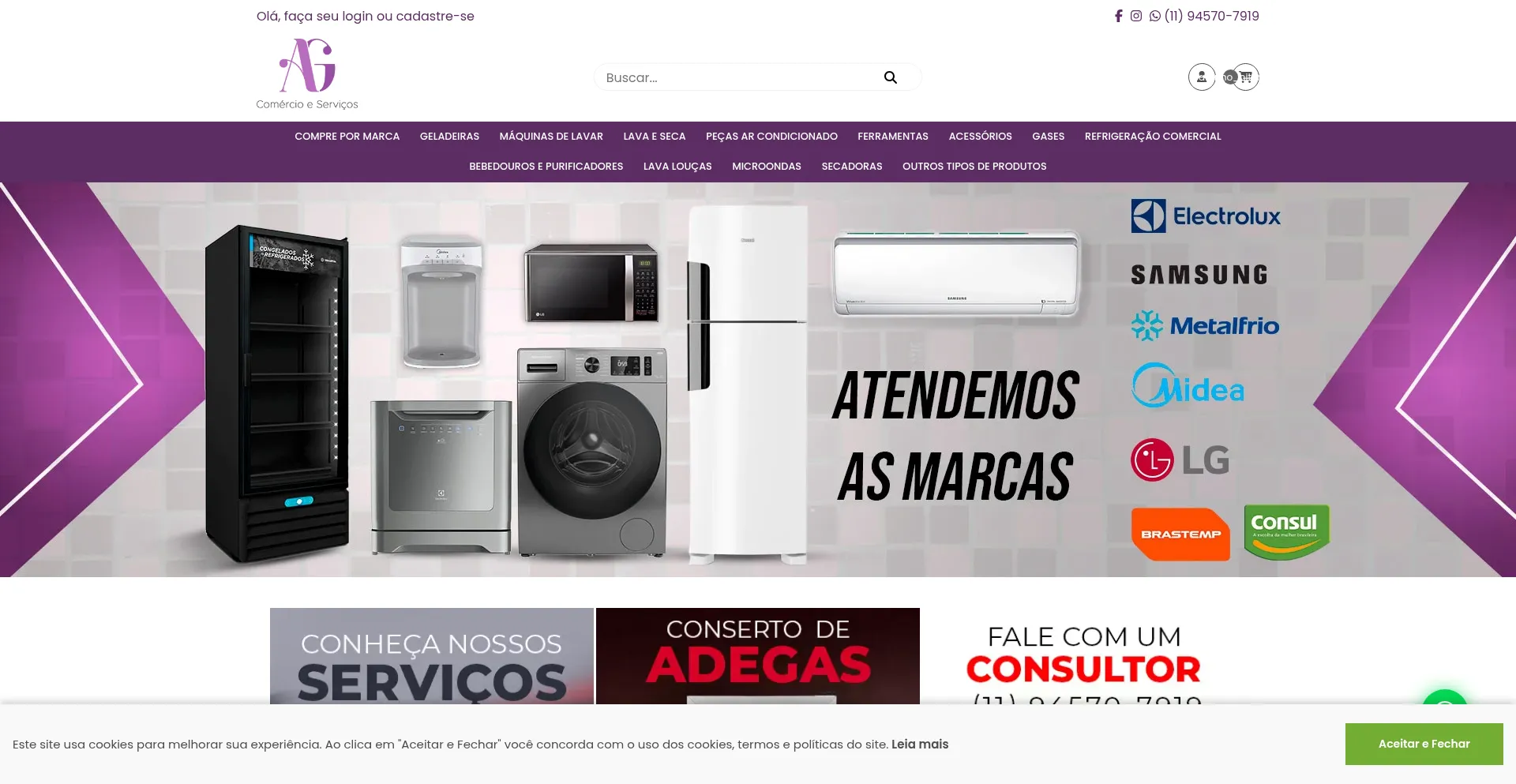 Website screenshot of Agcomercioeserv.com.br
