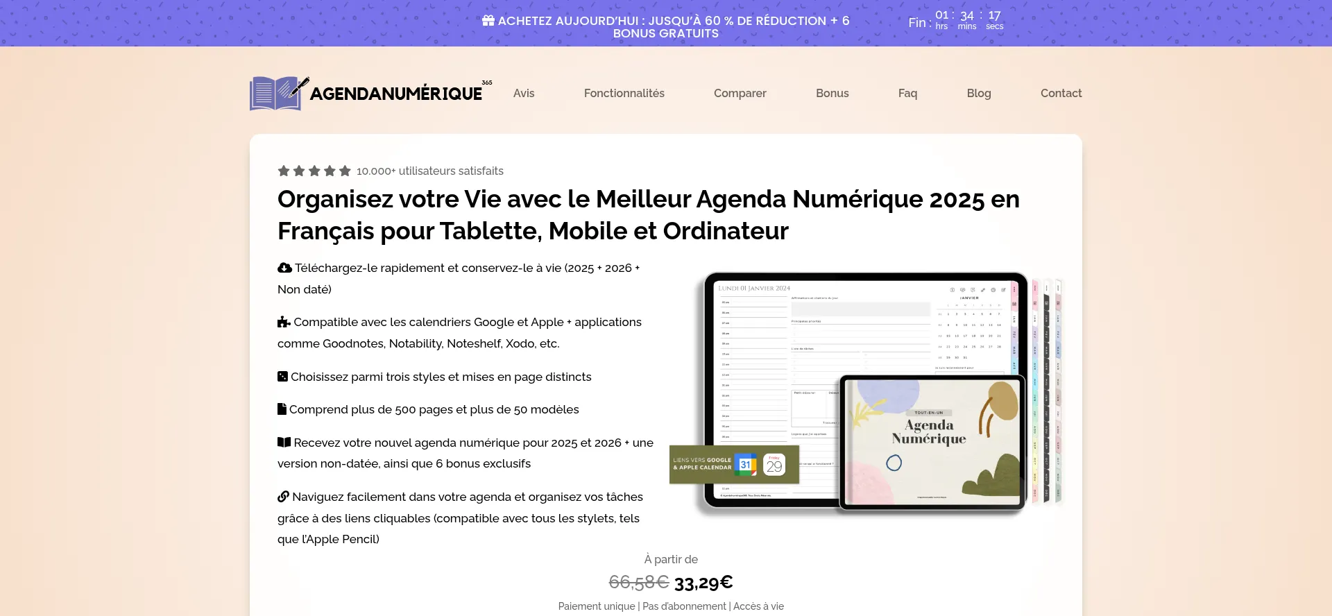 Website screenshot of Agendanumerique365.com