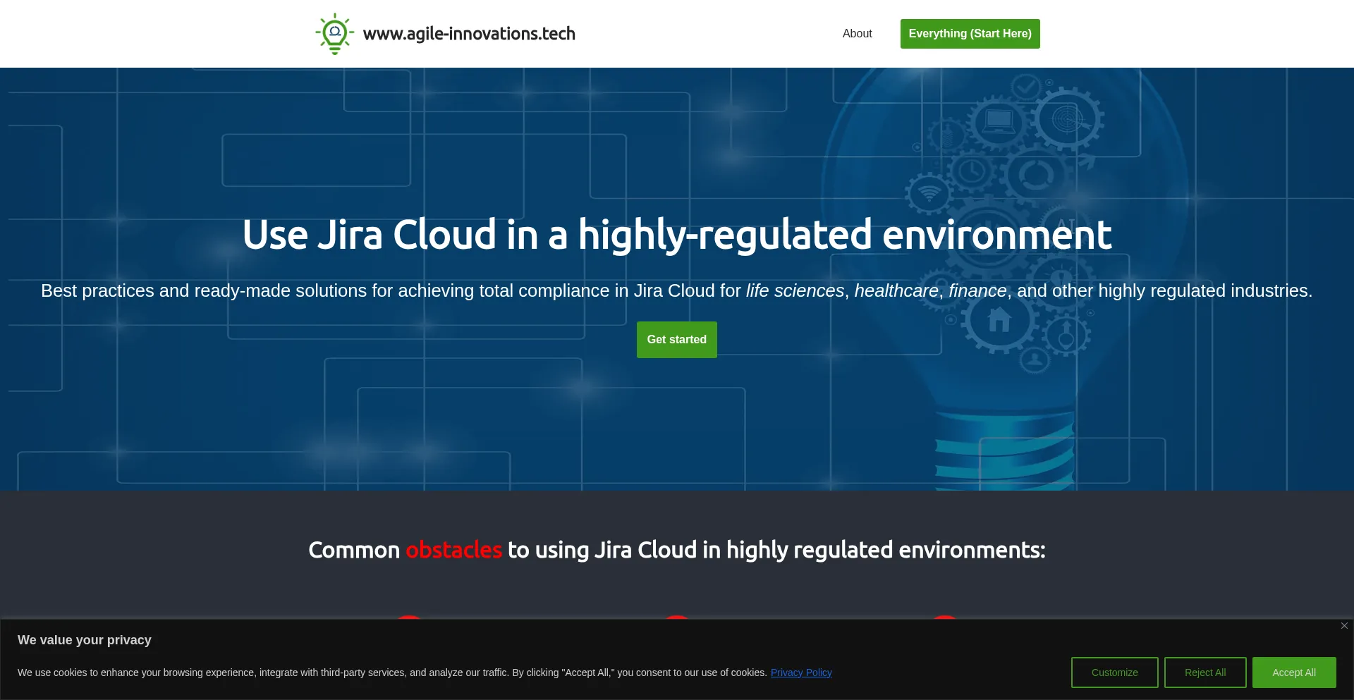 Website screenshot of Agile-innovations.tech