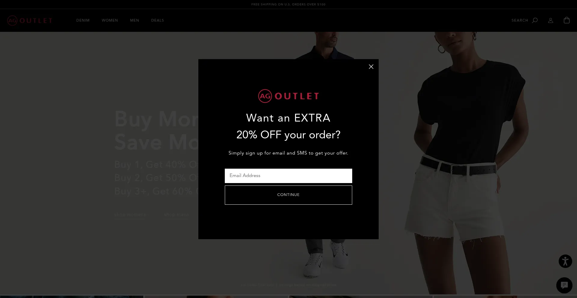 Website screenshot of Agjeansoutlet.com