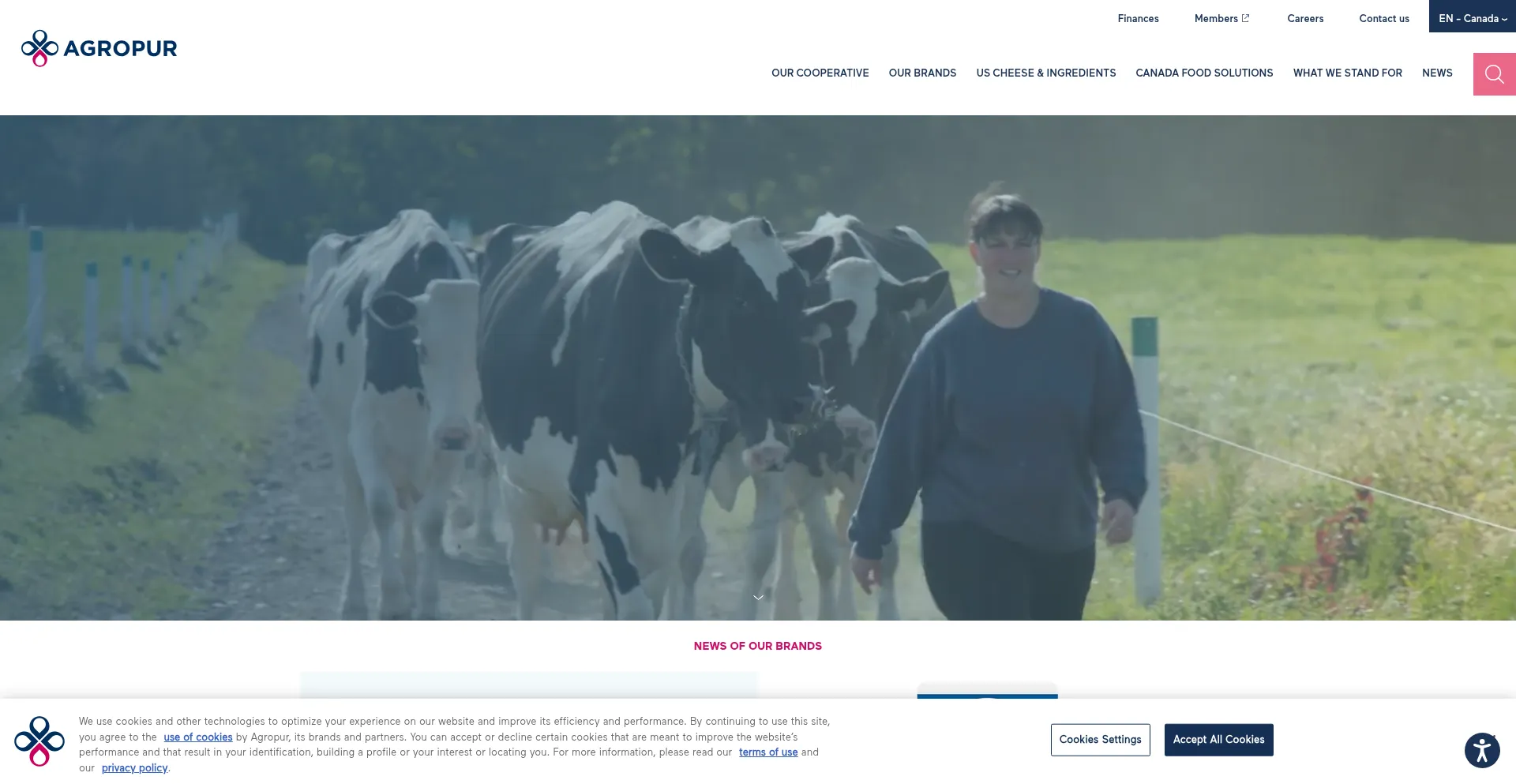 Website screenshot of Agropur.ca