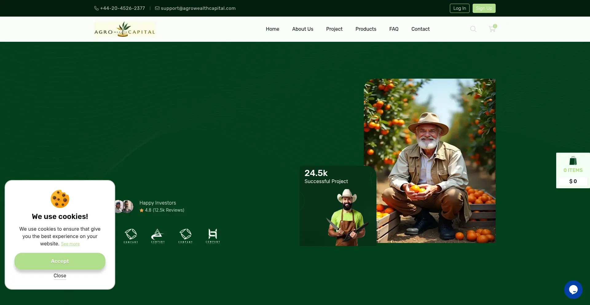 Website screenshot of Agrowealthcapital.com