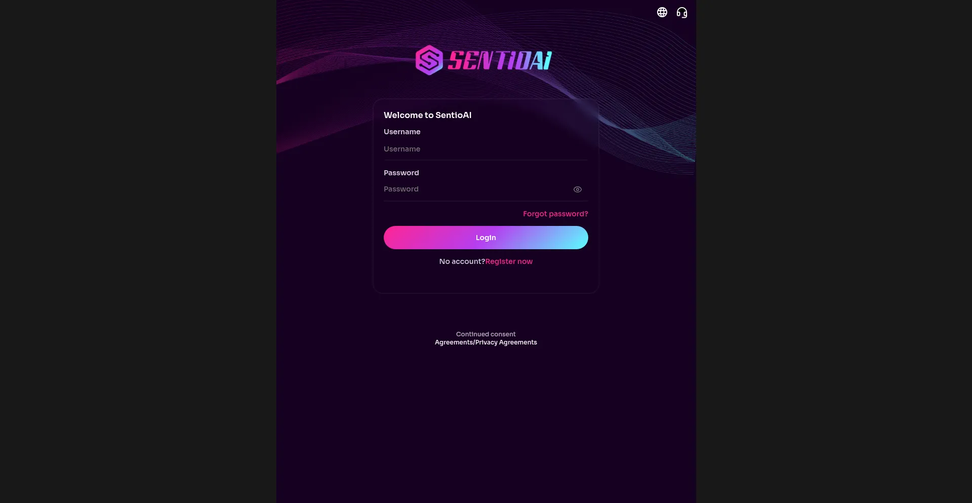 Website screenshot of Ai.sentioai.cloud