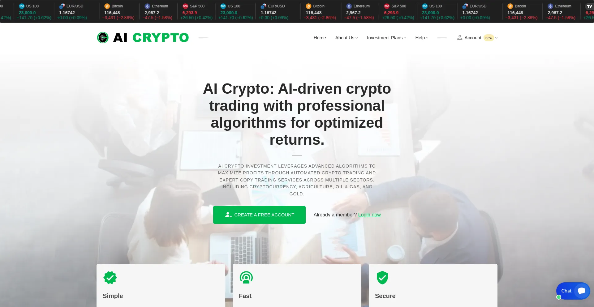 Website screenshot of Aicryptoinvestment.com