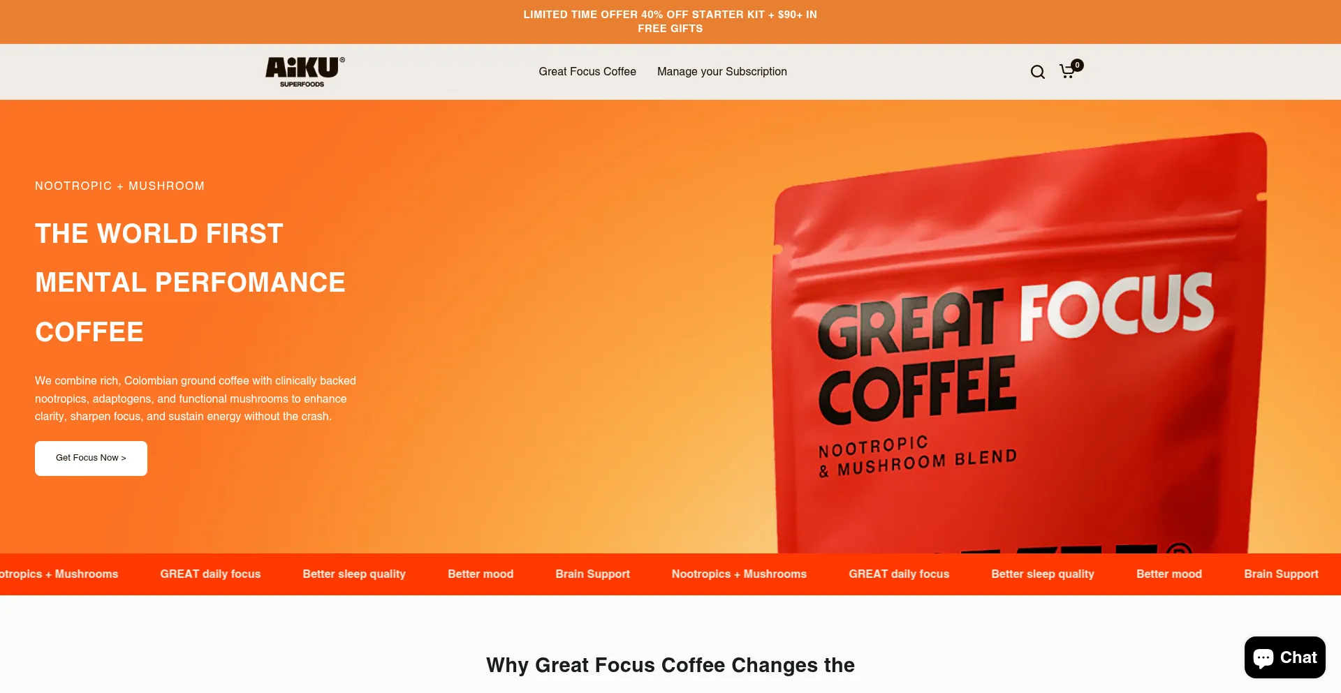 Website screenshot of Aikusuperfoods.com