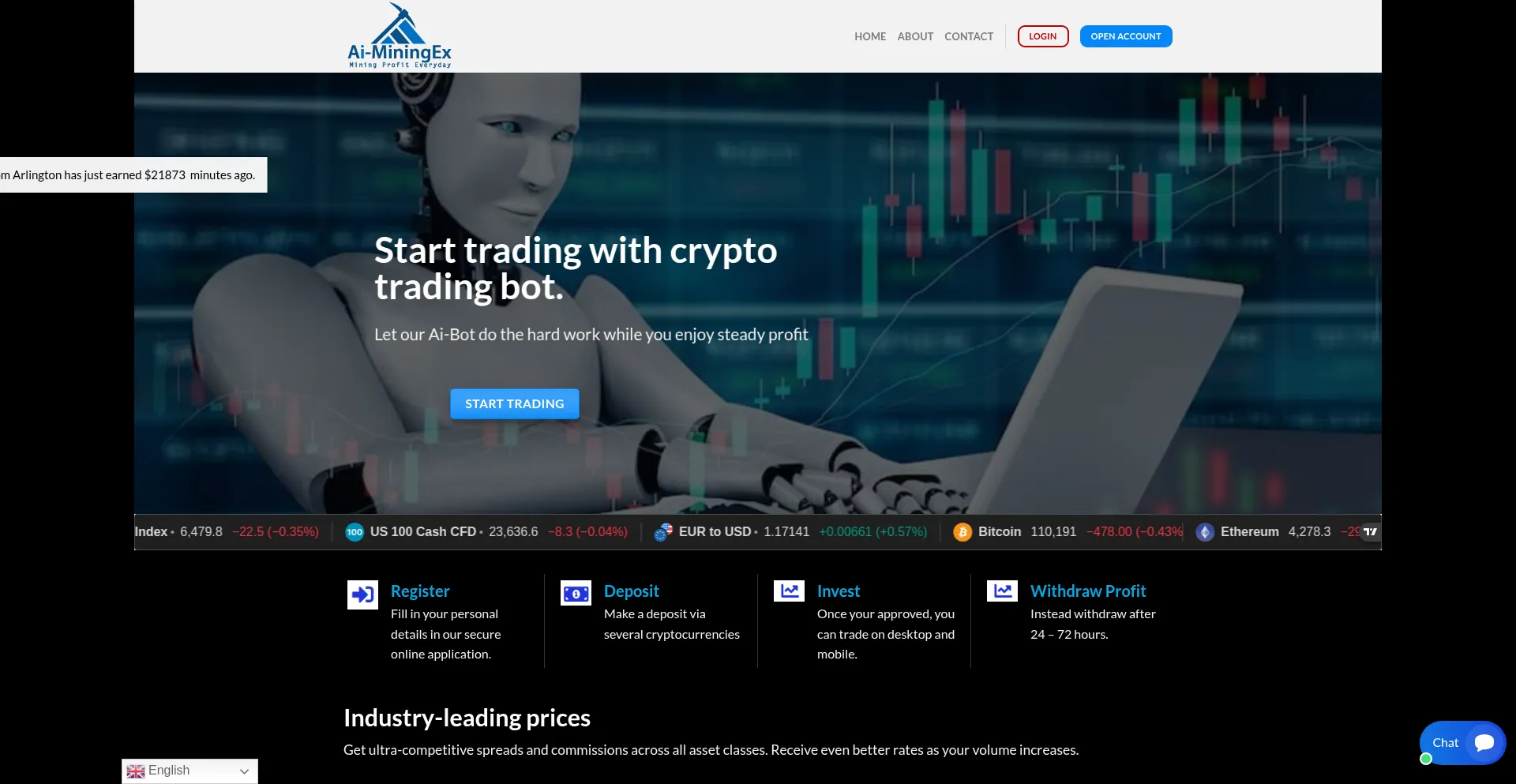 Website screenshot of Aiminingex.com