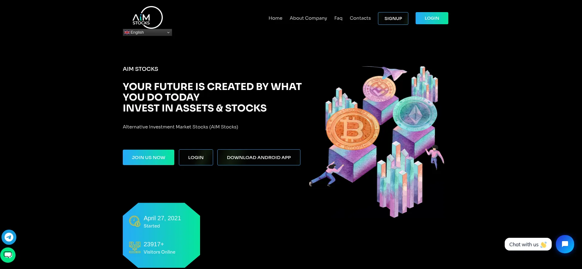 Website screenshot of Aimstocks.trade