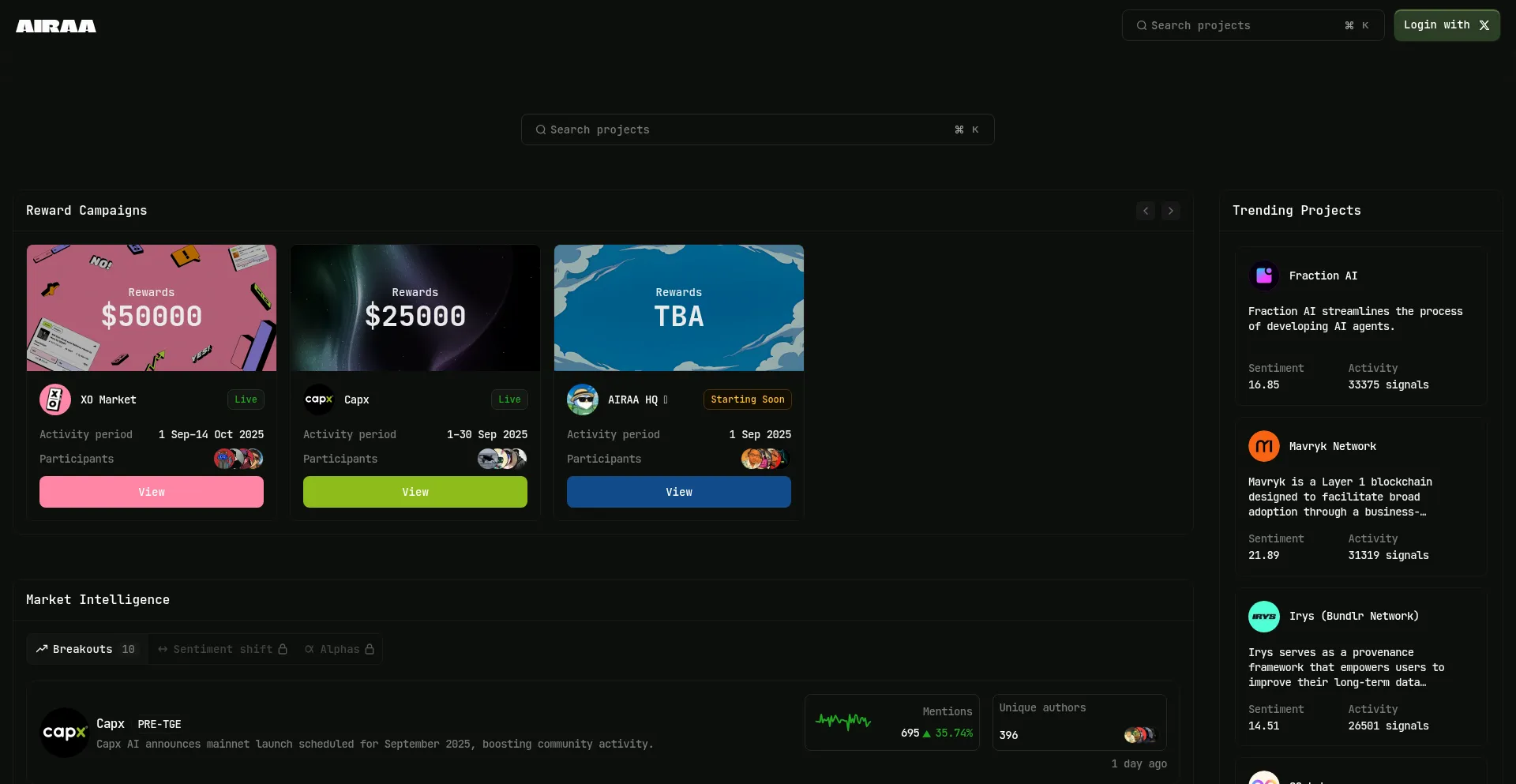 Website screenshot of Airaa.xyz