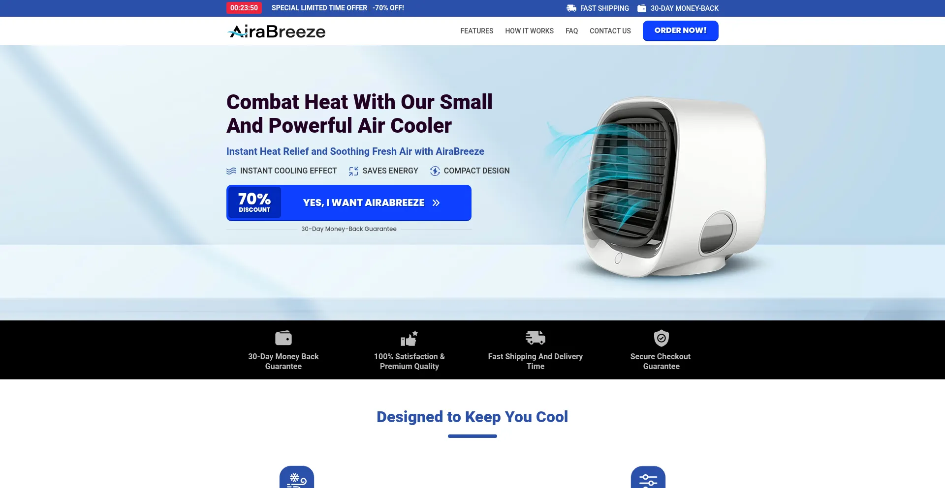 Website screenshot of Airabreeze.com