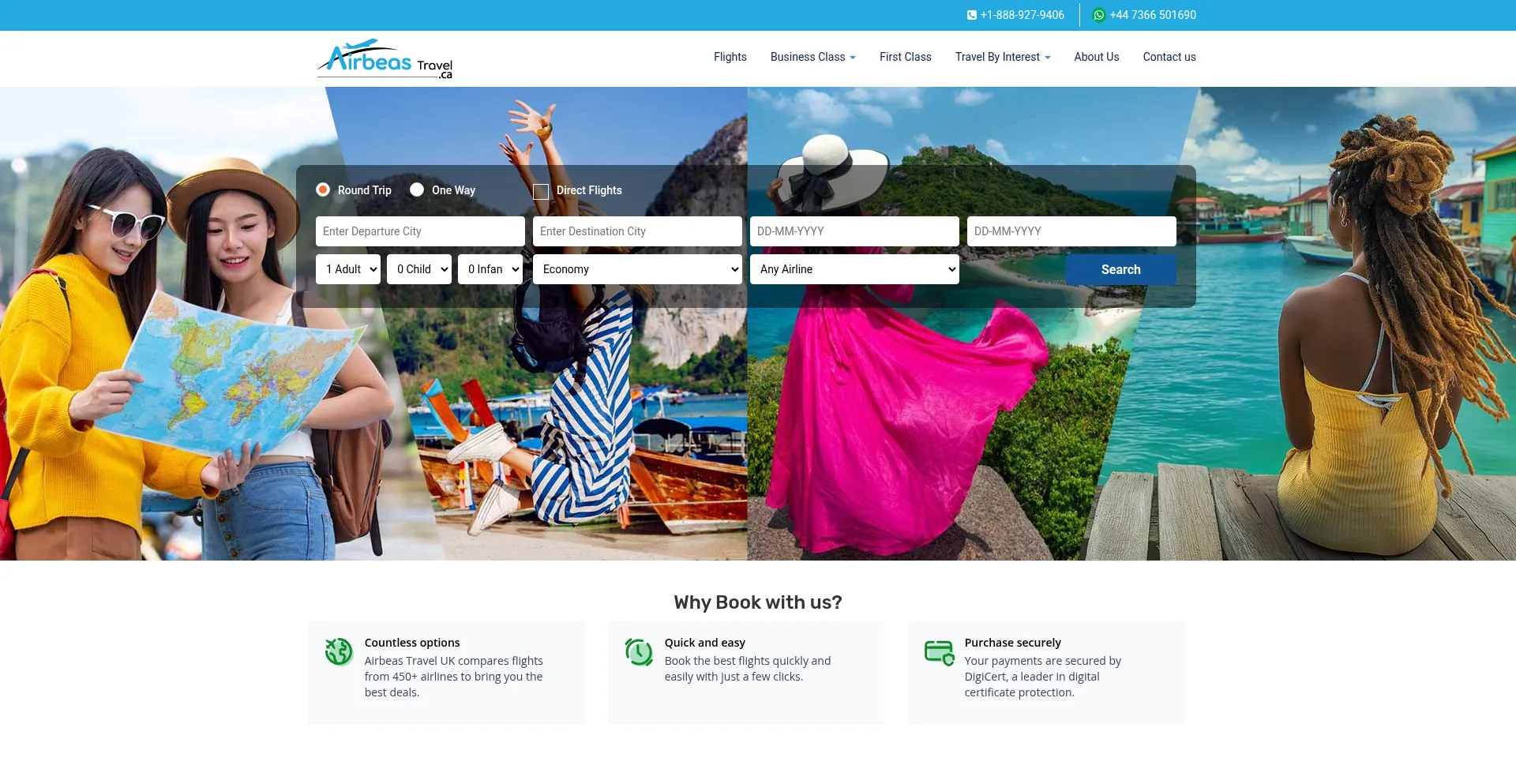 Website screenshot of Airbeastravel.ca
