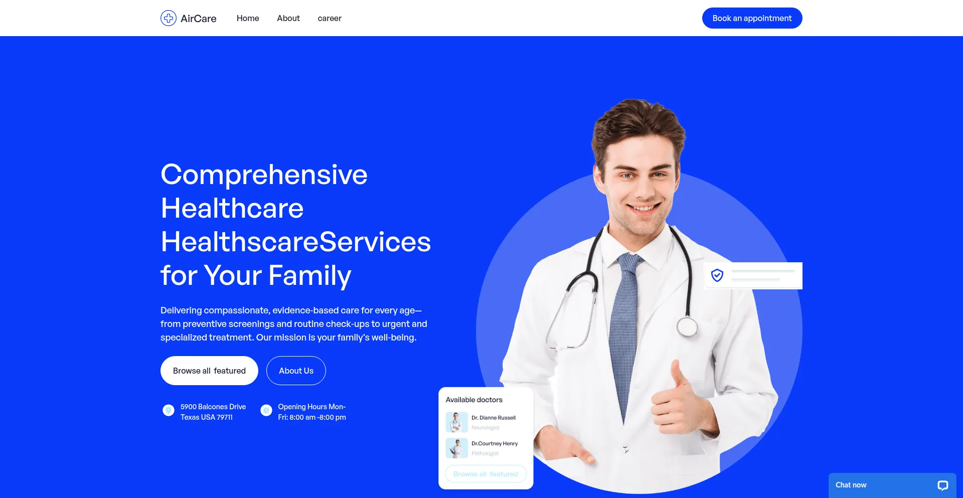 Website screenshot of Aircare.health