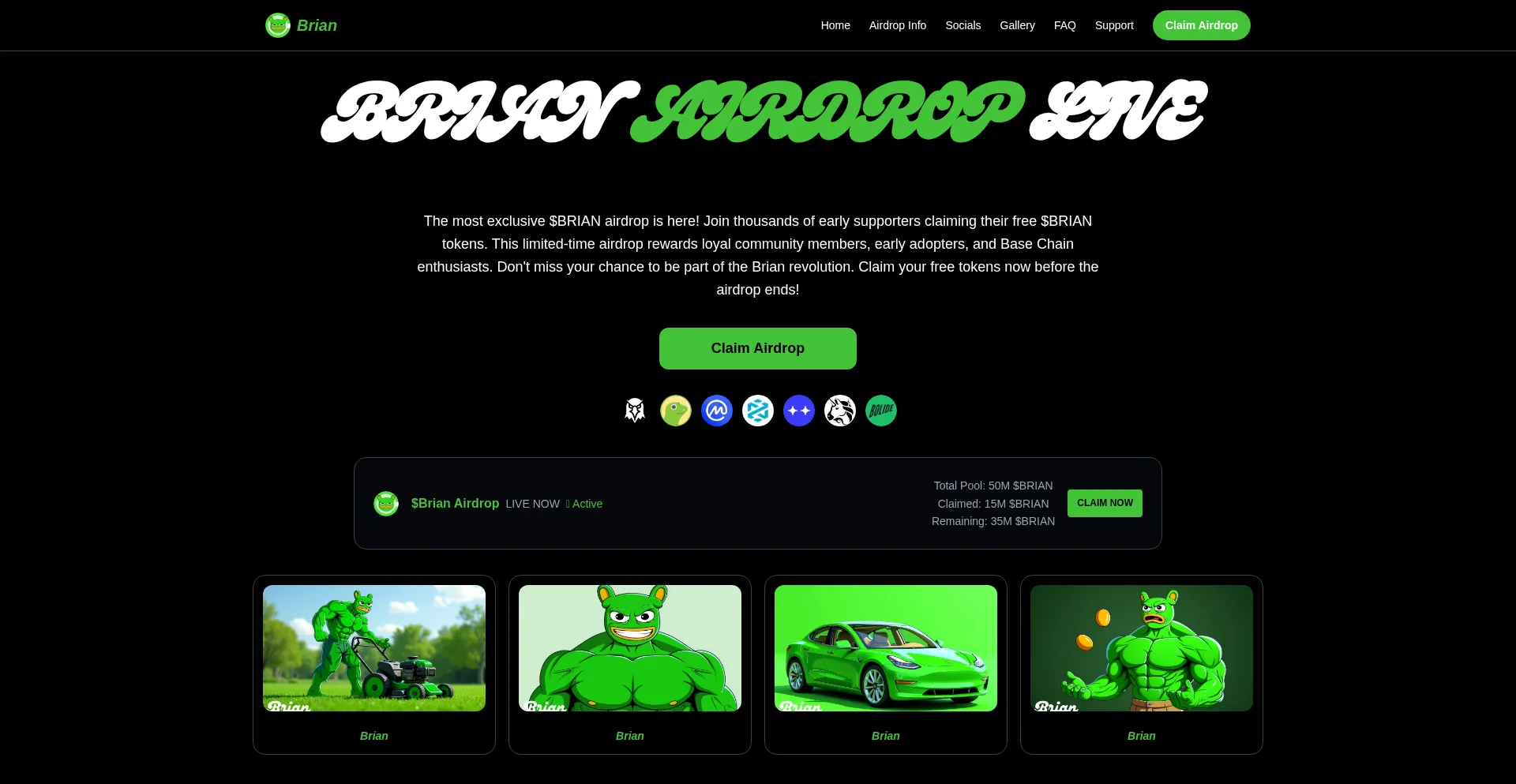Website screenshot of Airdrop-onbasebrian.com