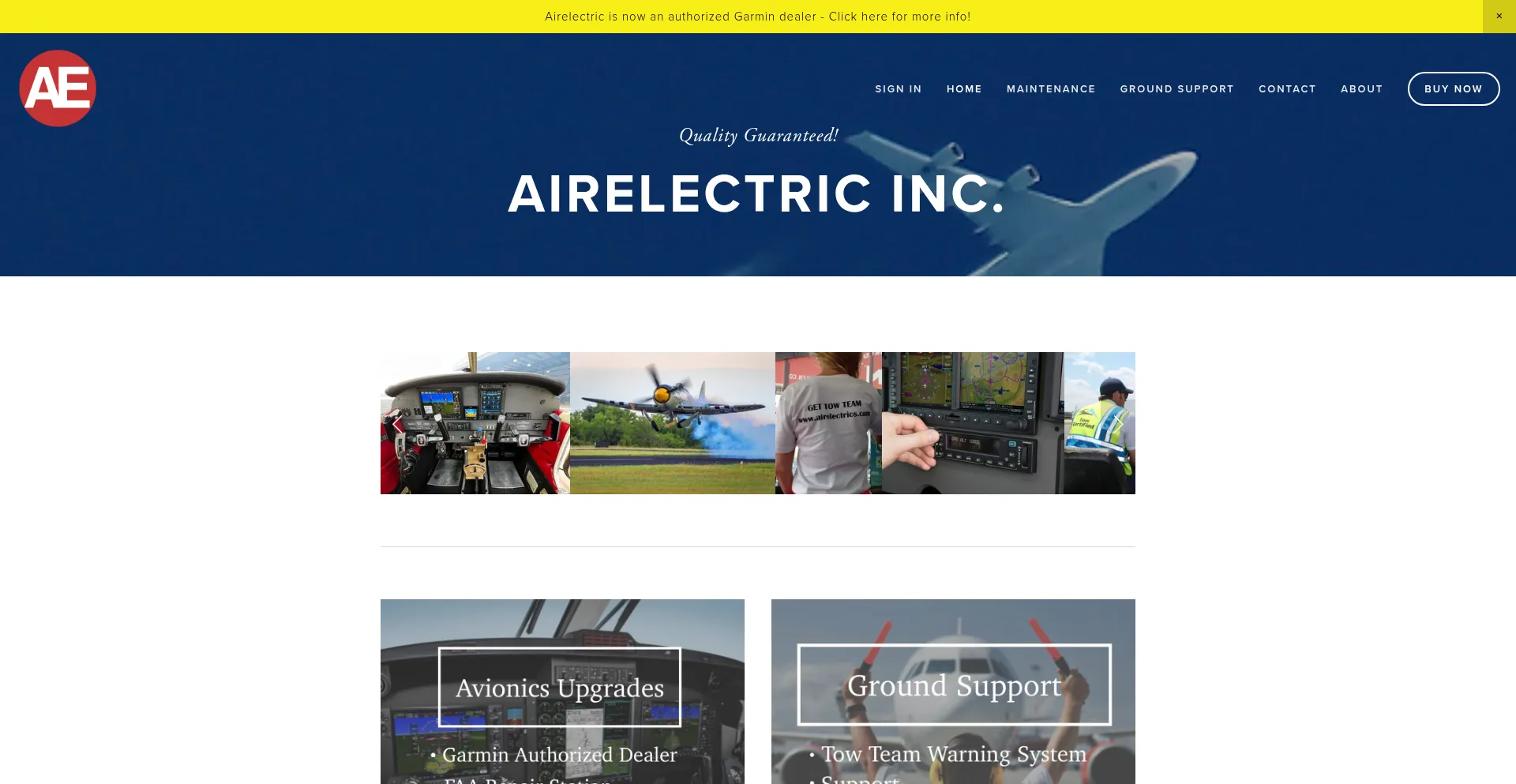 Website screenshot of Airelectric.us