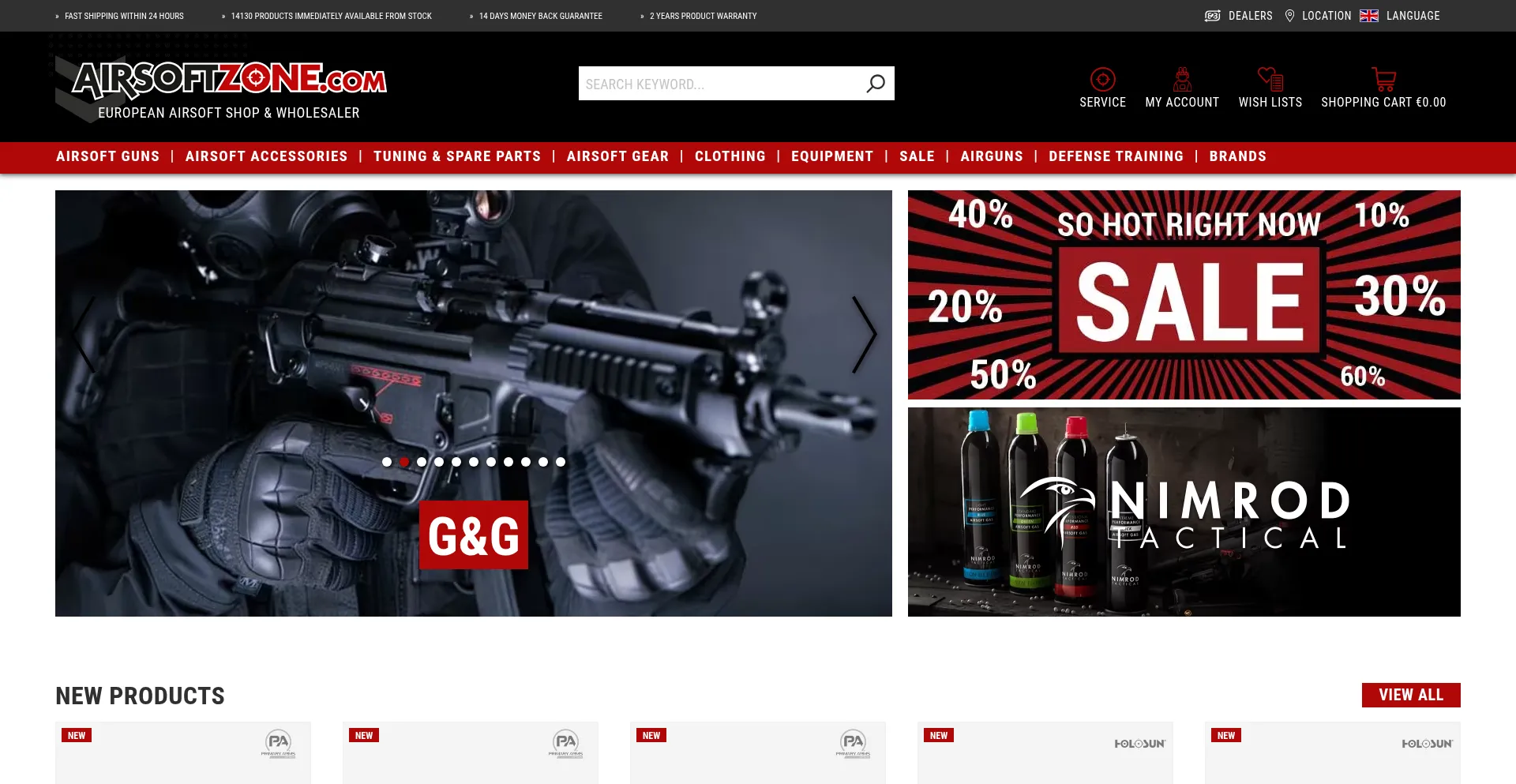 Website screenshot of Airsoftzone.com