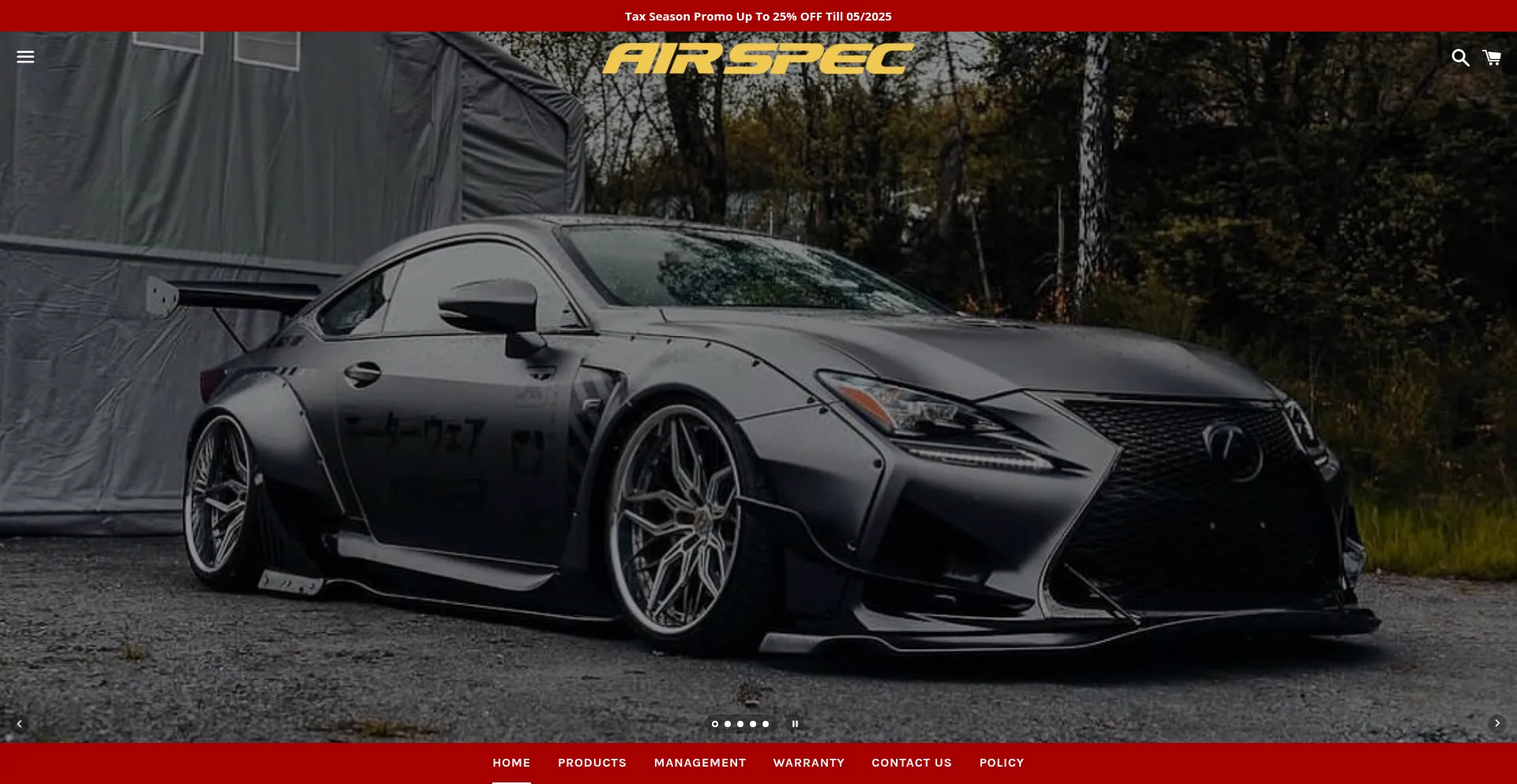 Website screenshot of Airspec-suspension.com