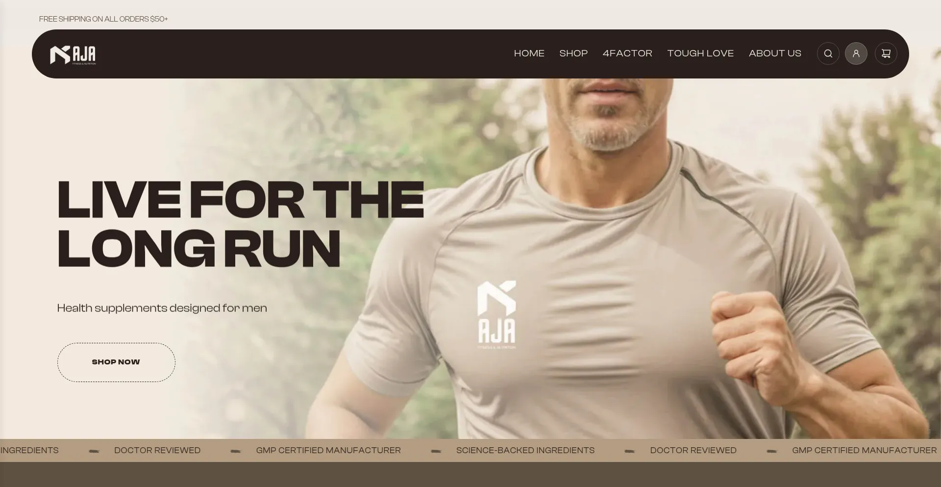 Website screenshot of Ajasupplements.com