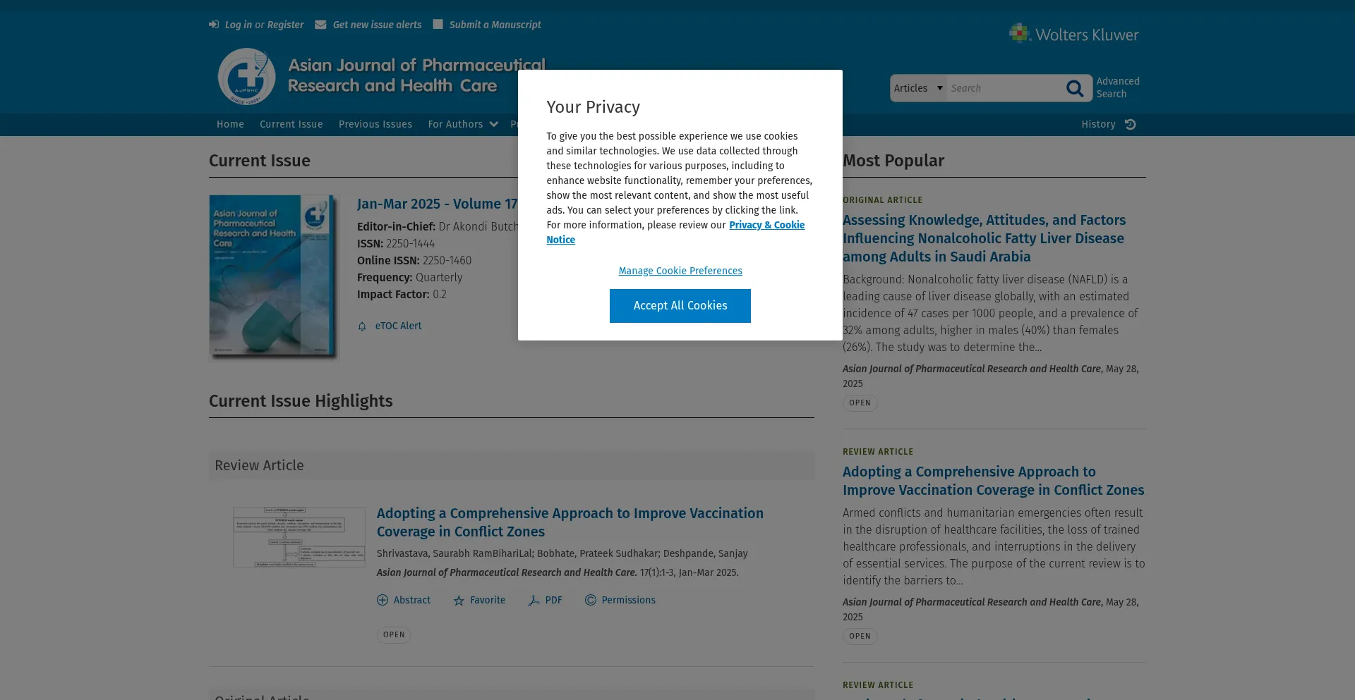 Website screenshot of Ajprhc.com