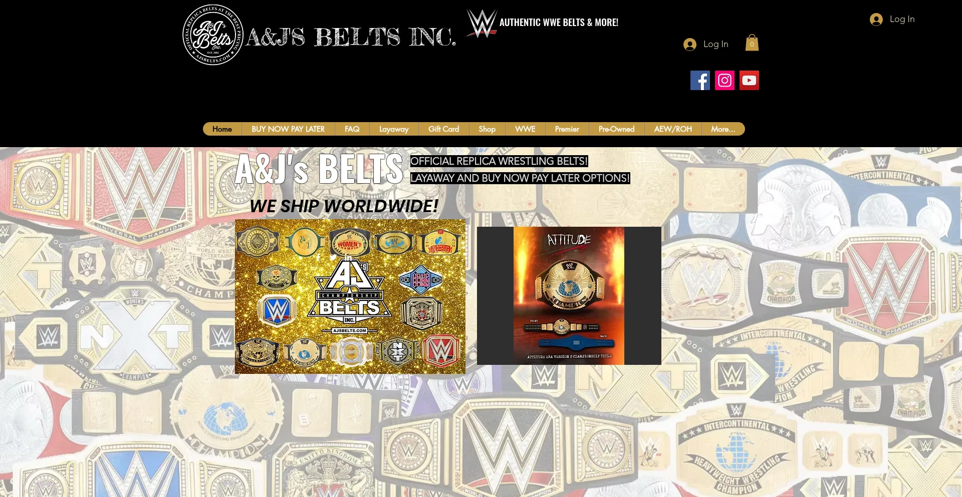 Website screenshot of Ajsbelts.com