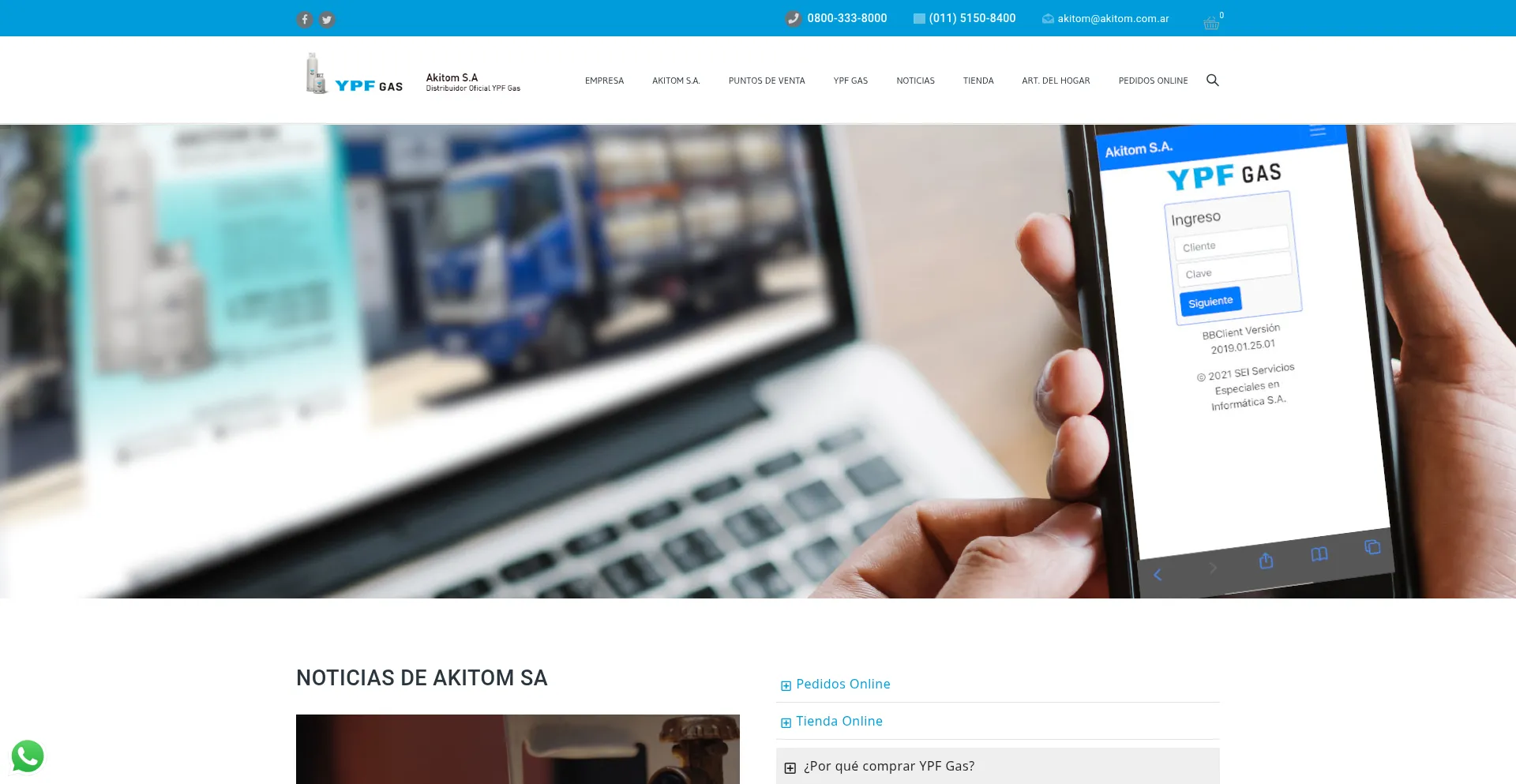 Website screenshot of Akitom.com.ar