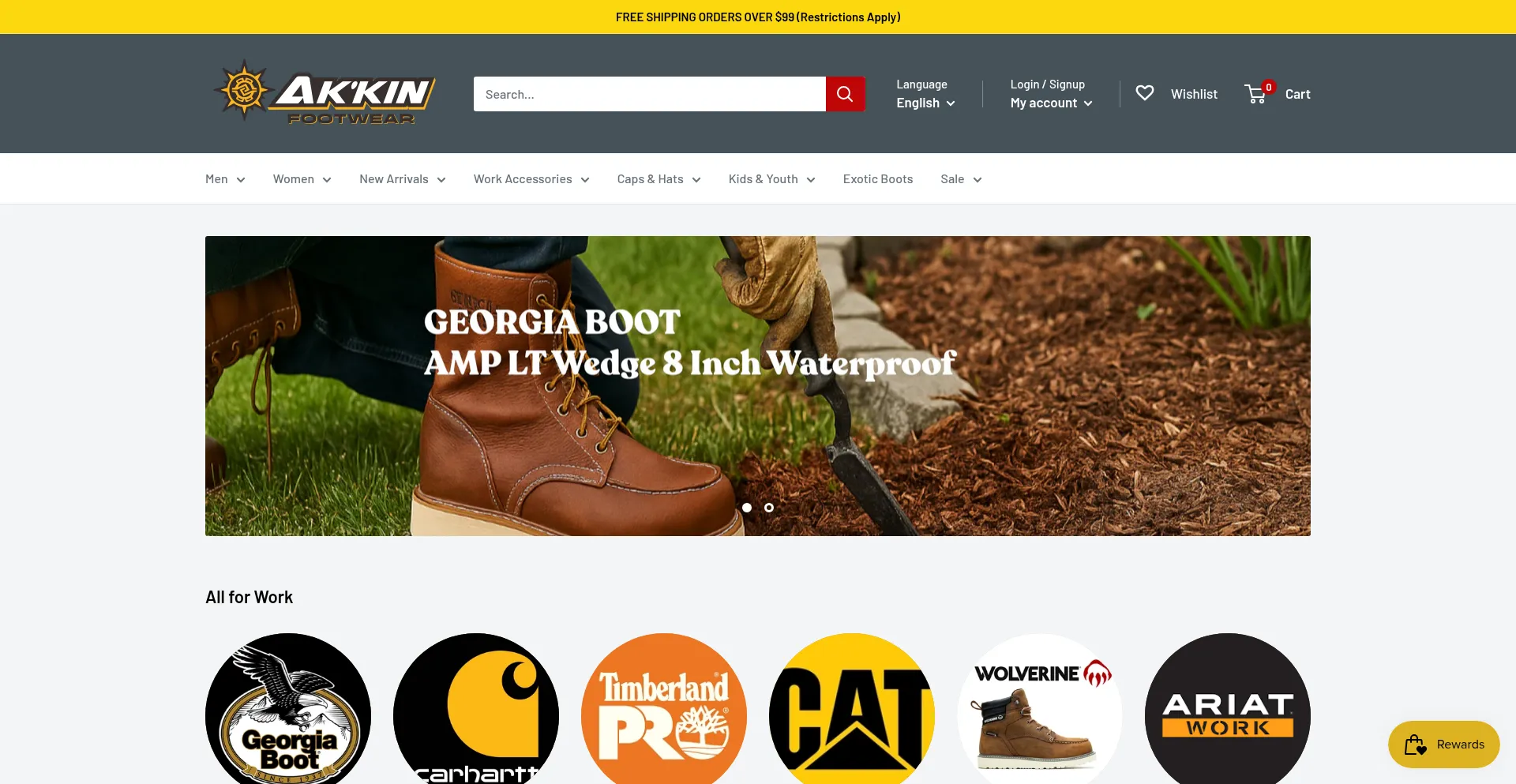 Website screenshot of Akkinfootwear.com