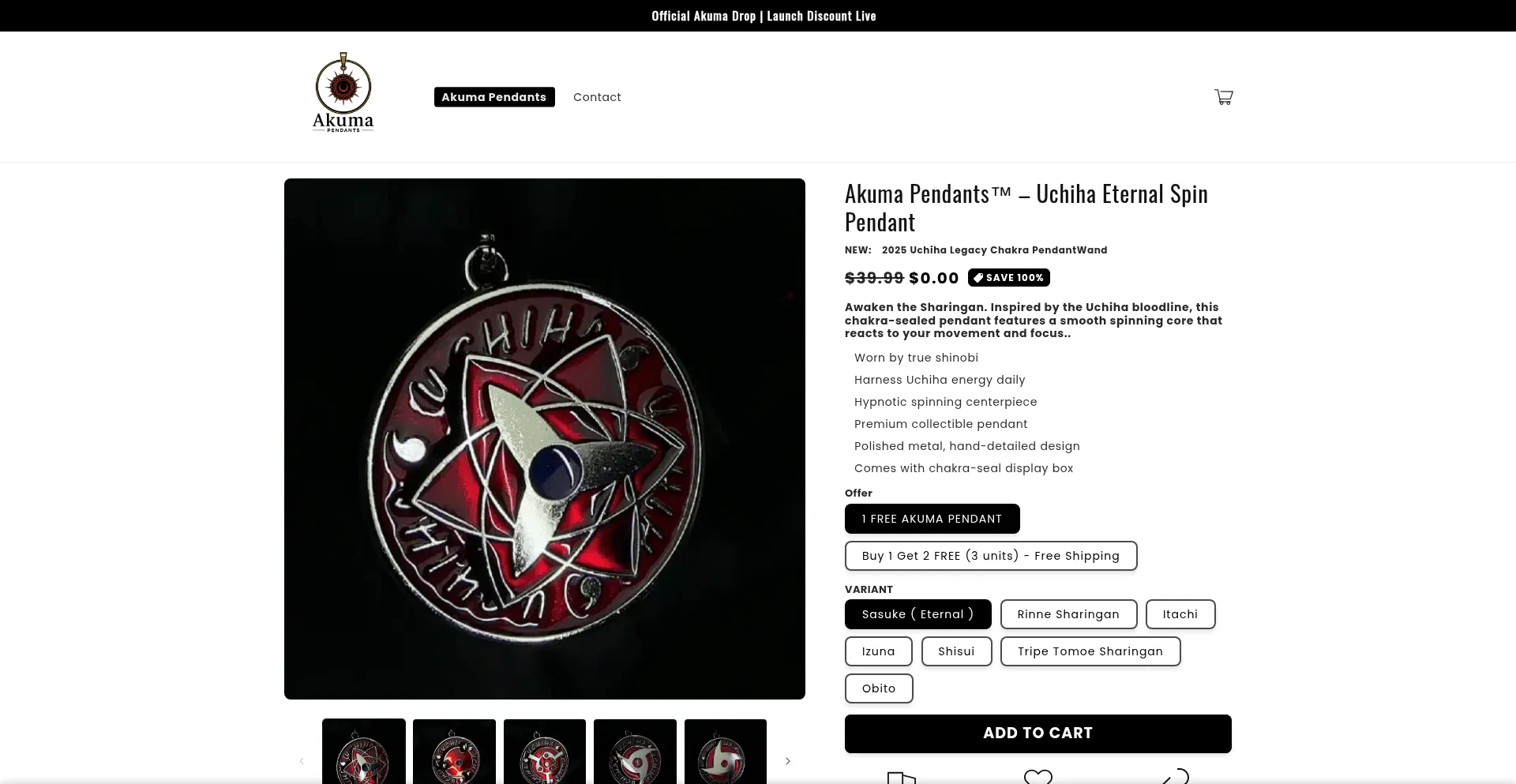 Website screenshot of Akumapendants.com