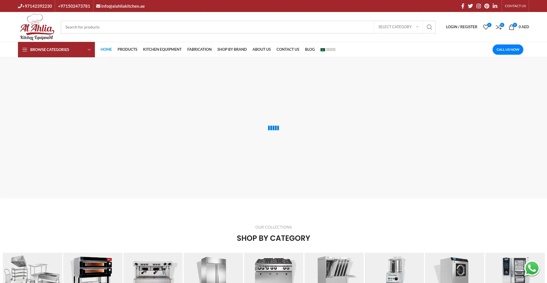 Website screenshot of Alahliakitchen.ae