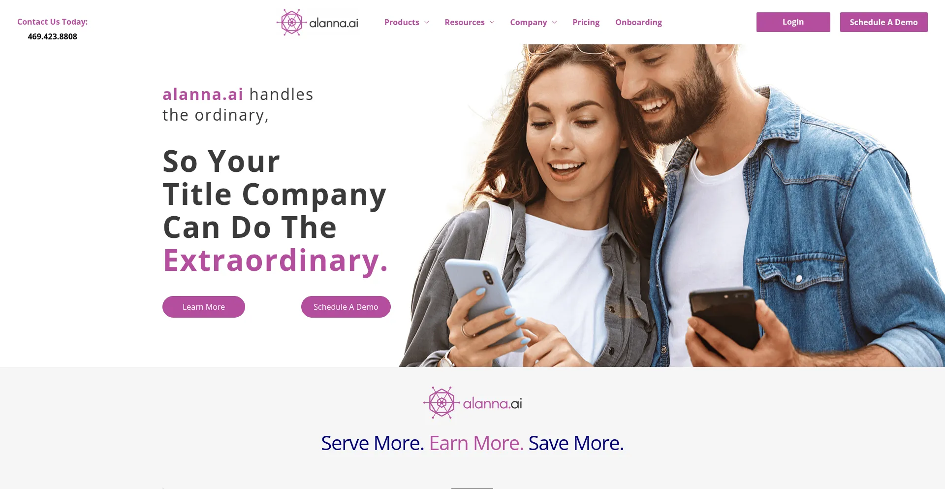Website screenshot of Alanna.ai