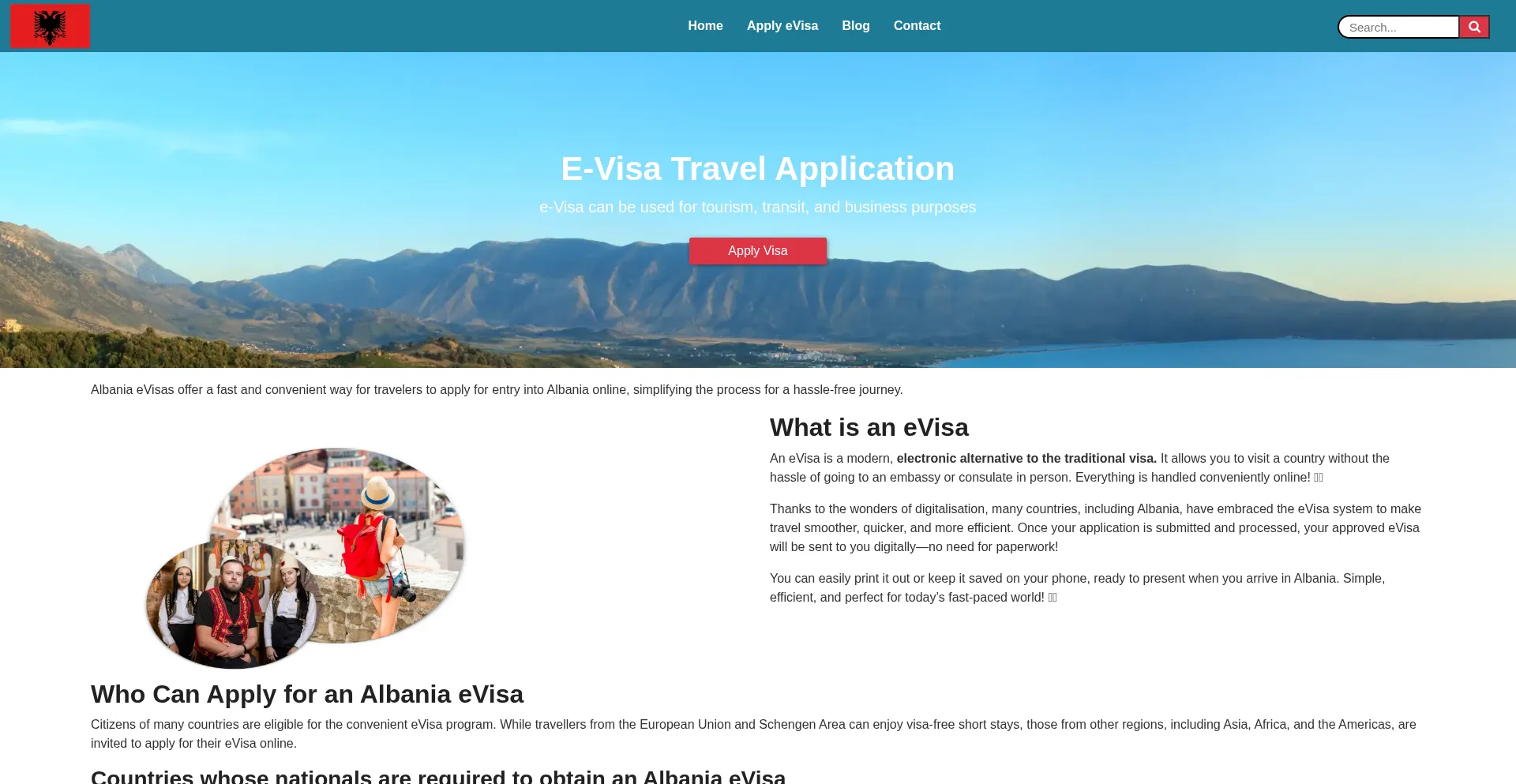 Website screenshot of Albania-evisa.org