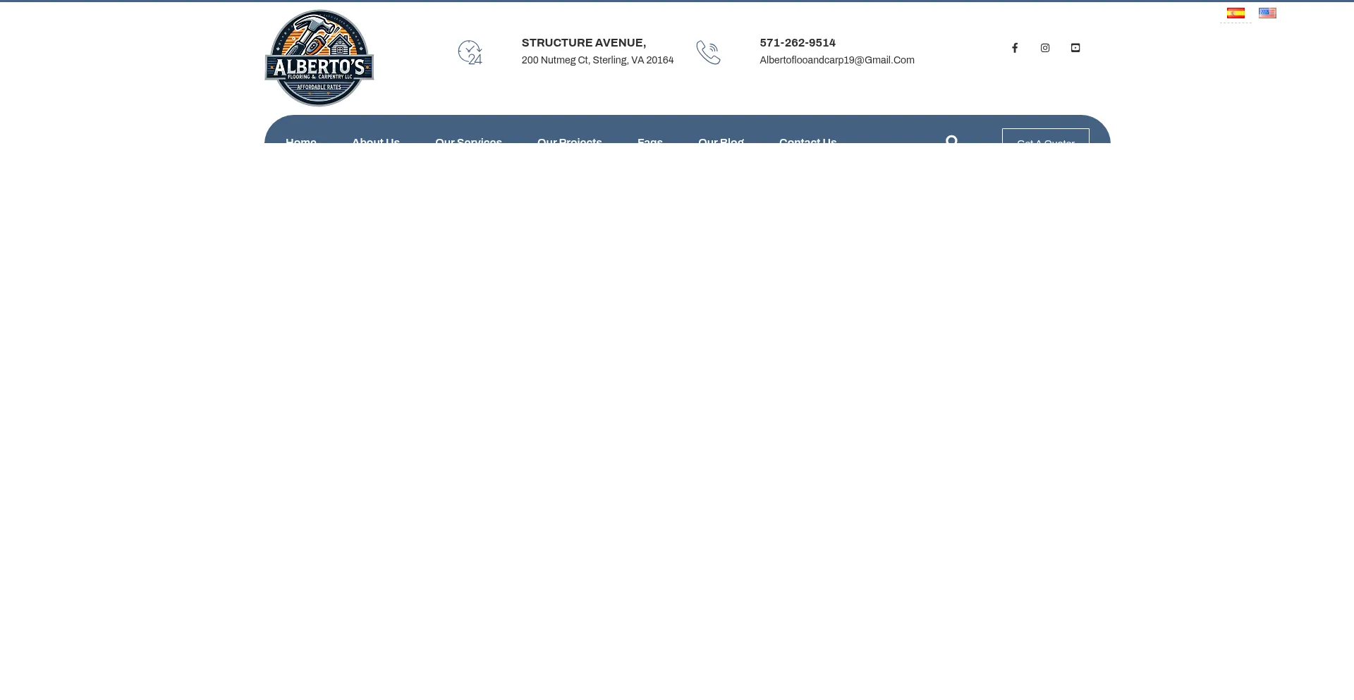 Website screenshot of Albertoflooandcarp.com