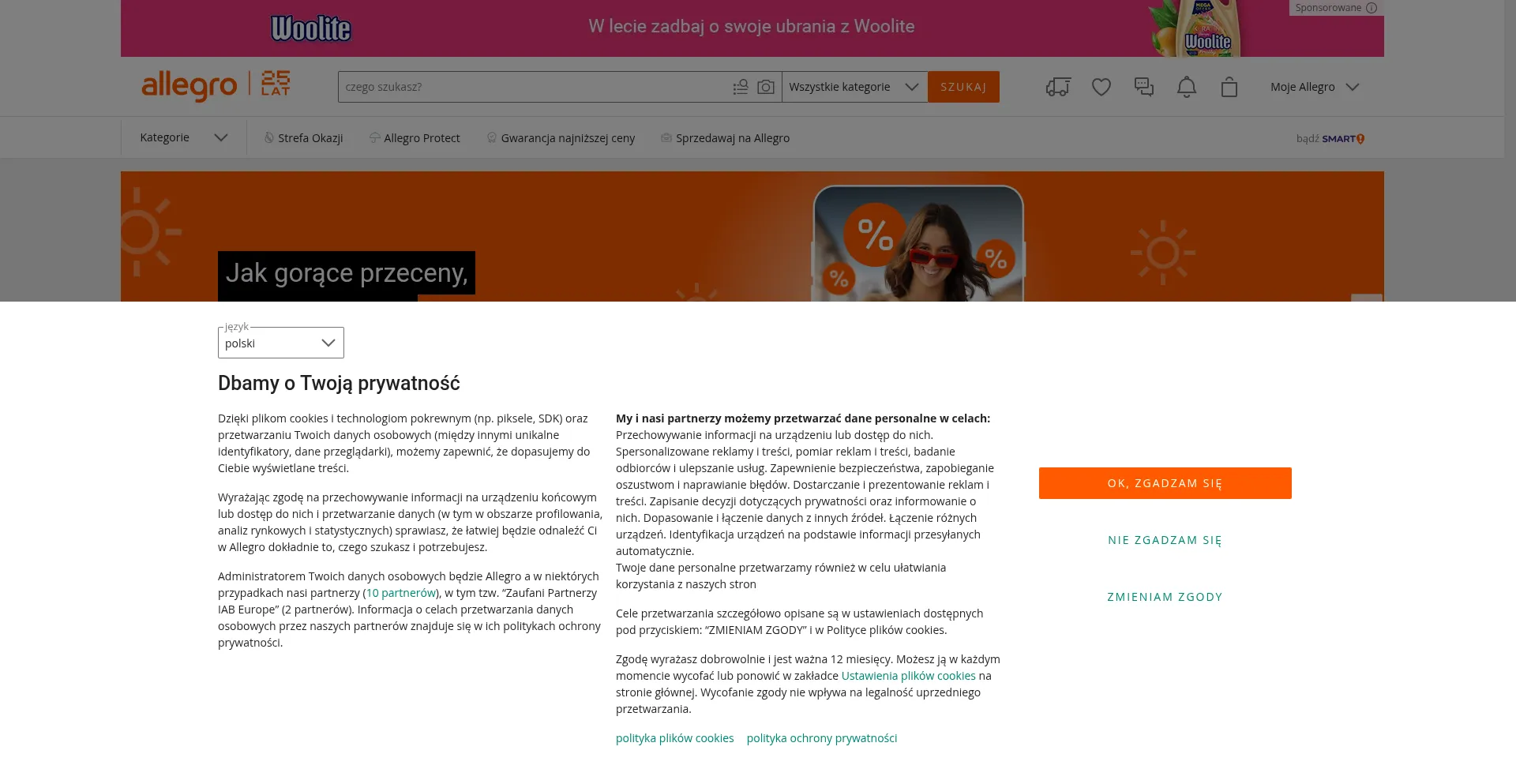 Website screenshot of Alegro.pl