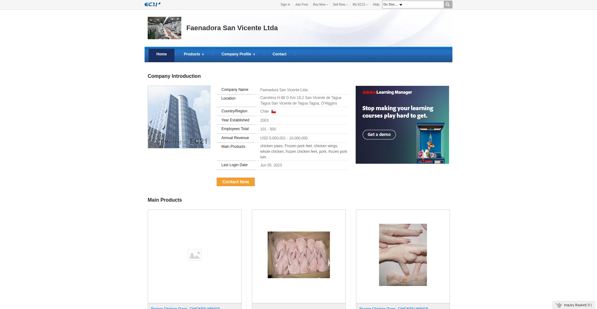 Website screenshot of Alex247.en.ec21.com