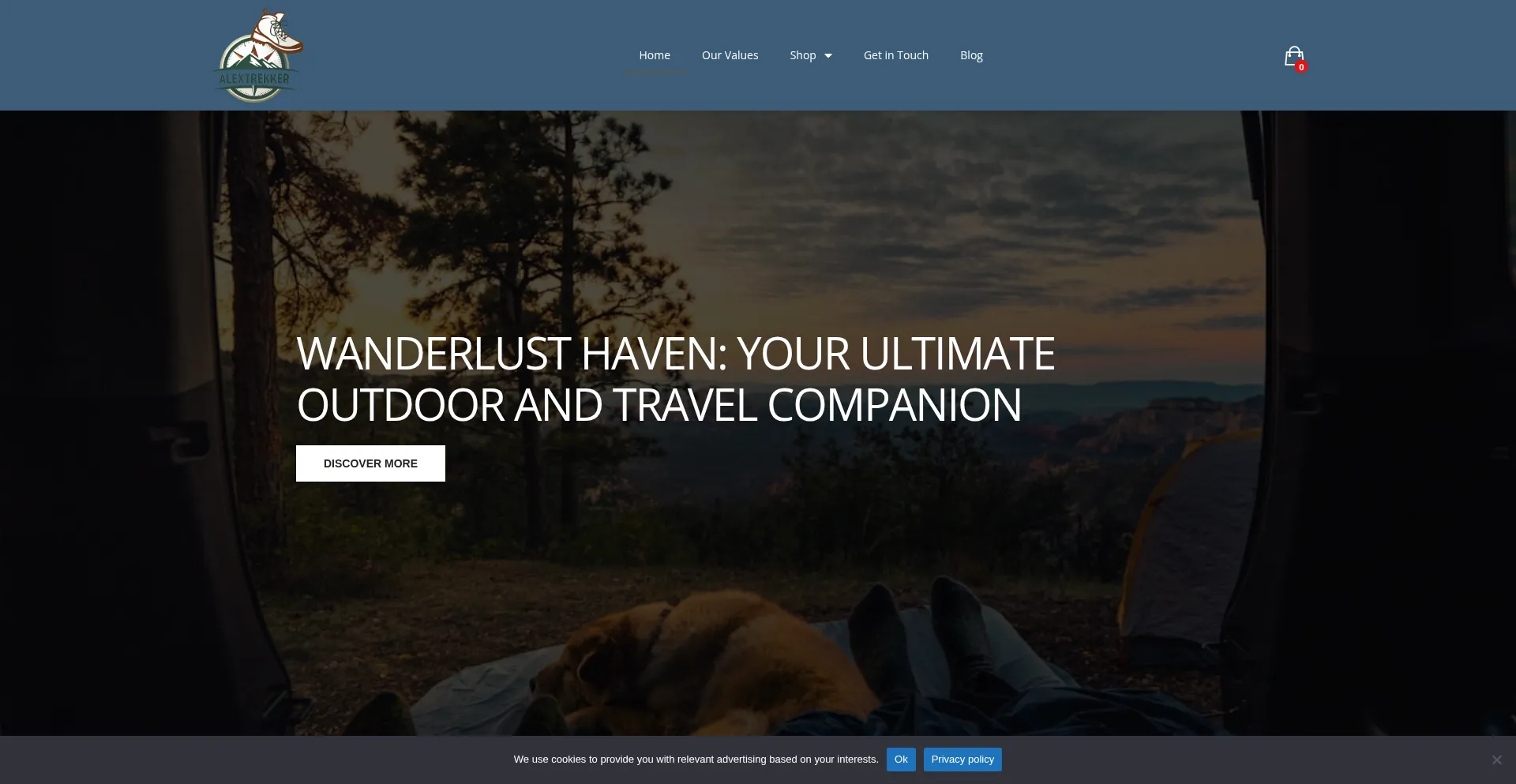 Website screenshot of Alextrekker.com