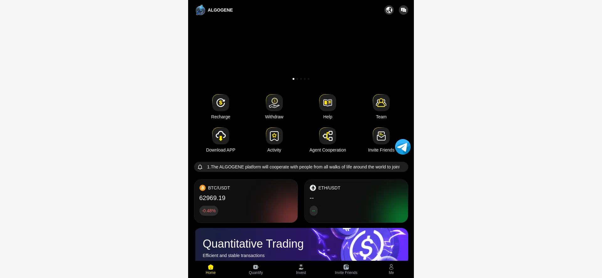 Website screenshot of Algogene-ai.com