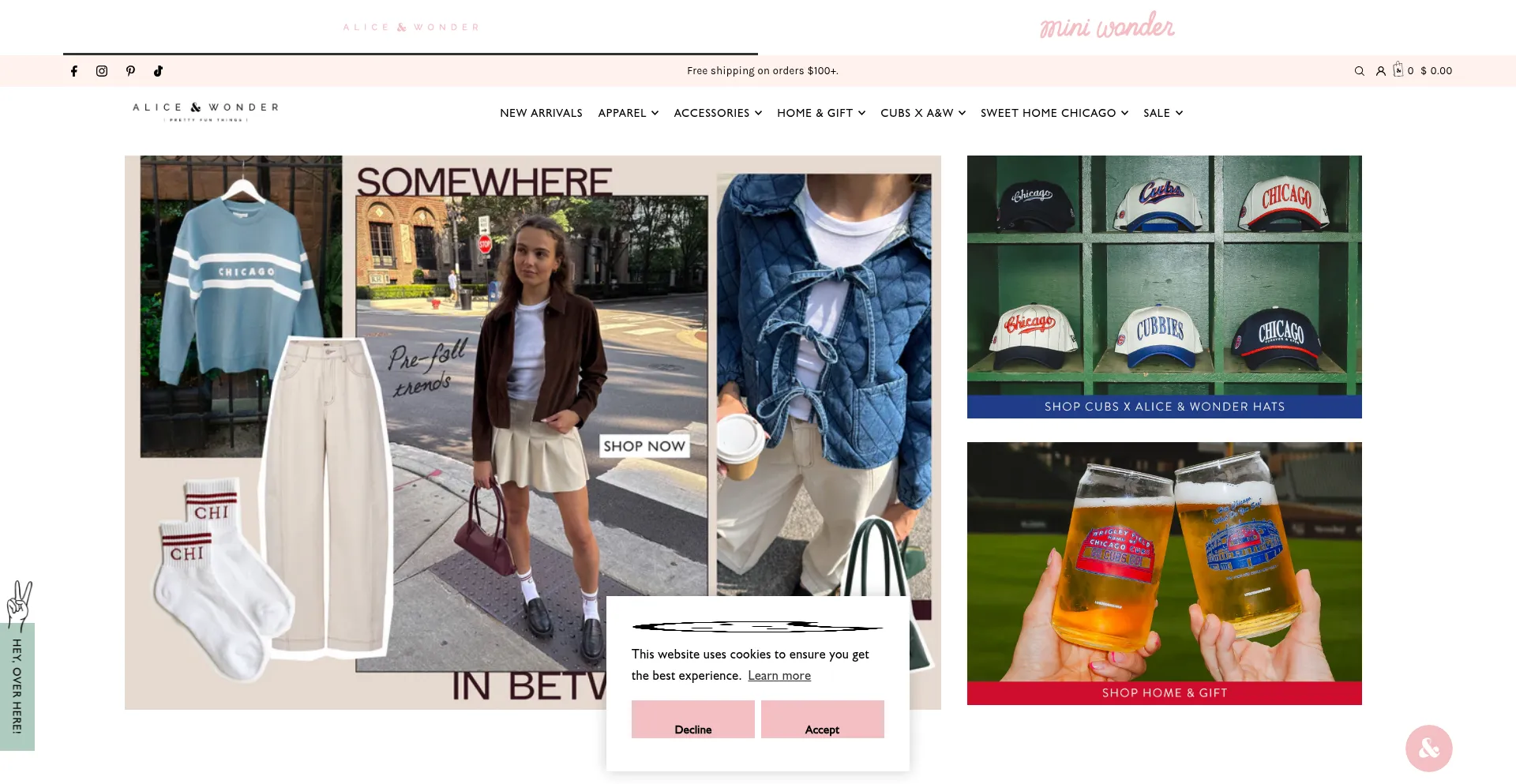 Website screenshot of Aliceandwonder.com