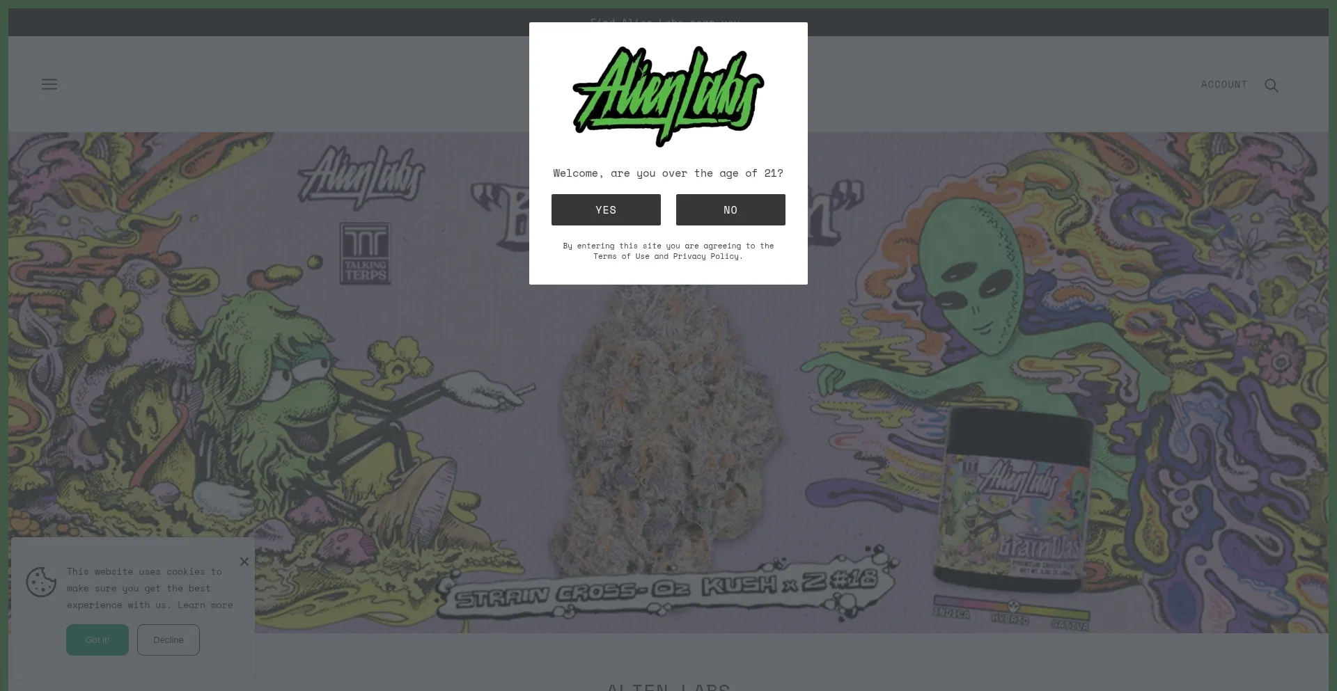 Website screenshot of Alienlabs.org