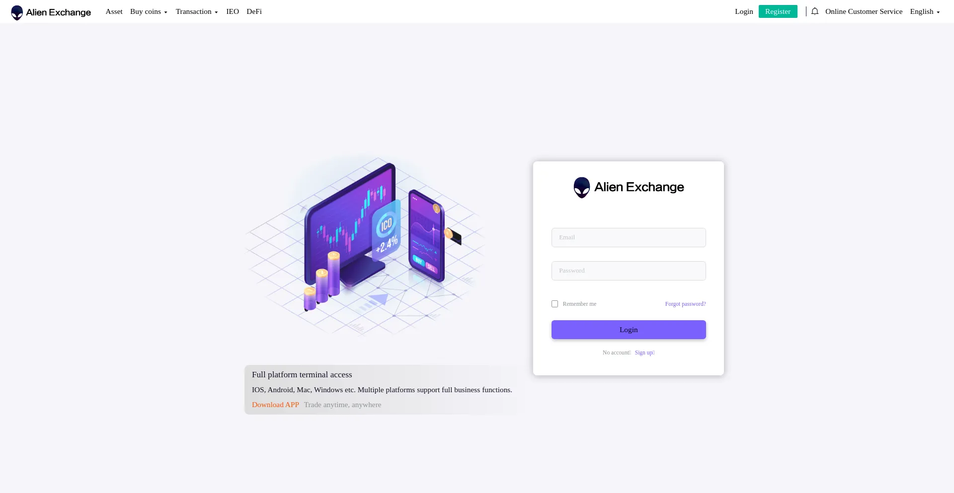 Website screenshot of Alienxc.com