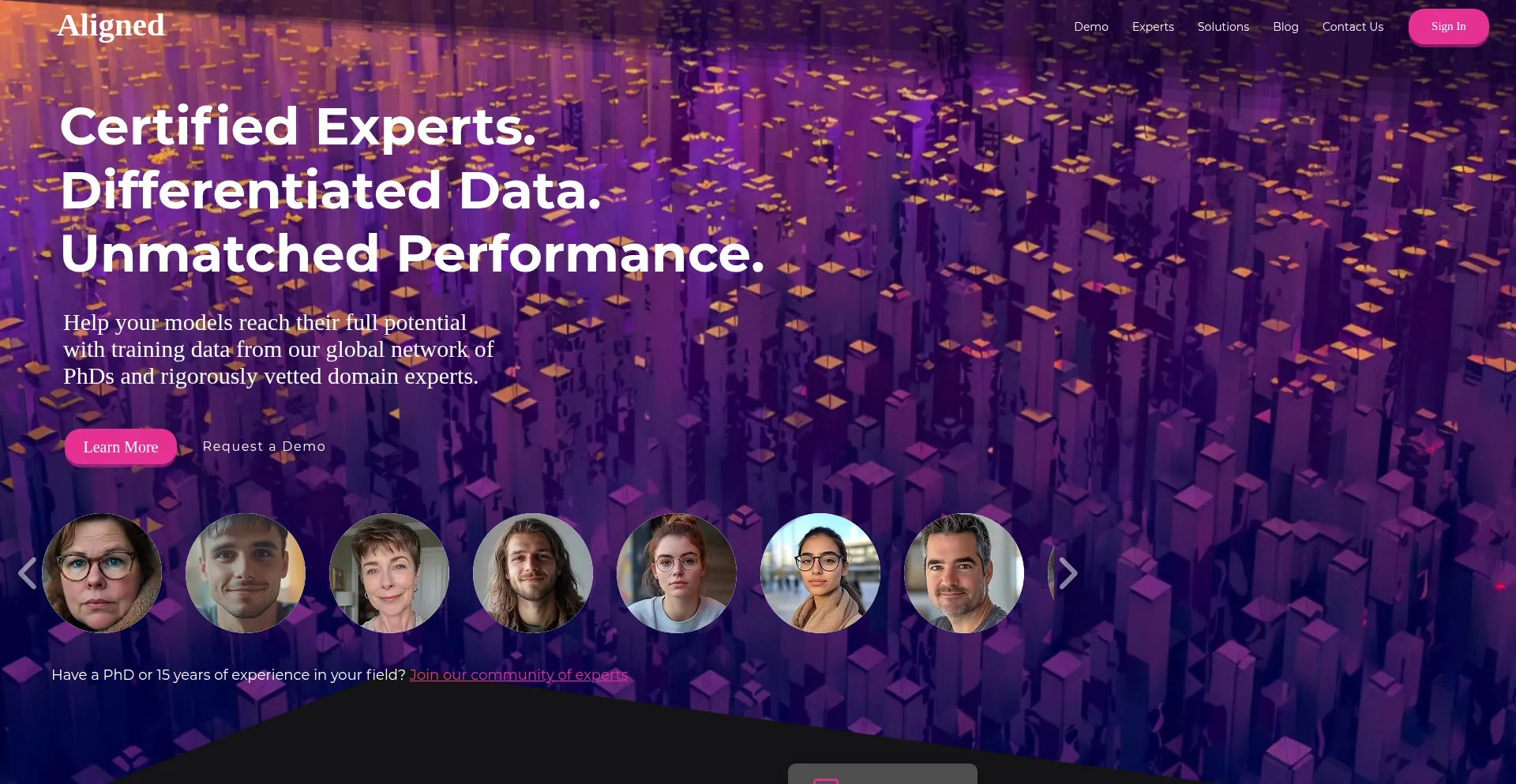 Website screenshot of Alignedhq.ai