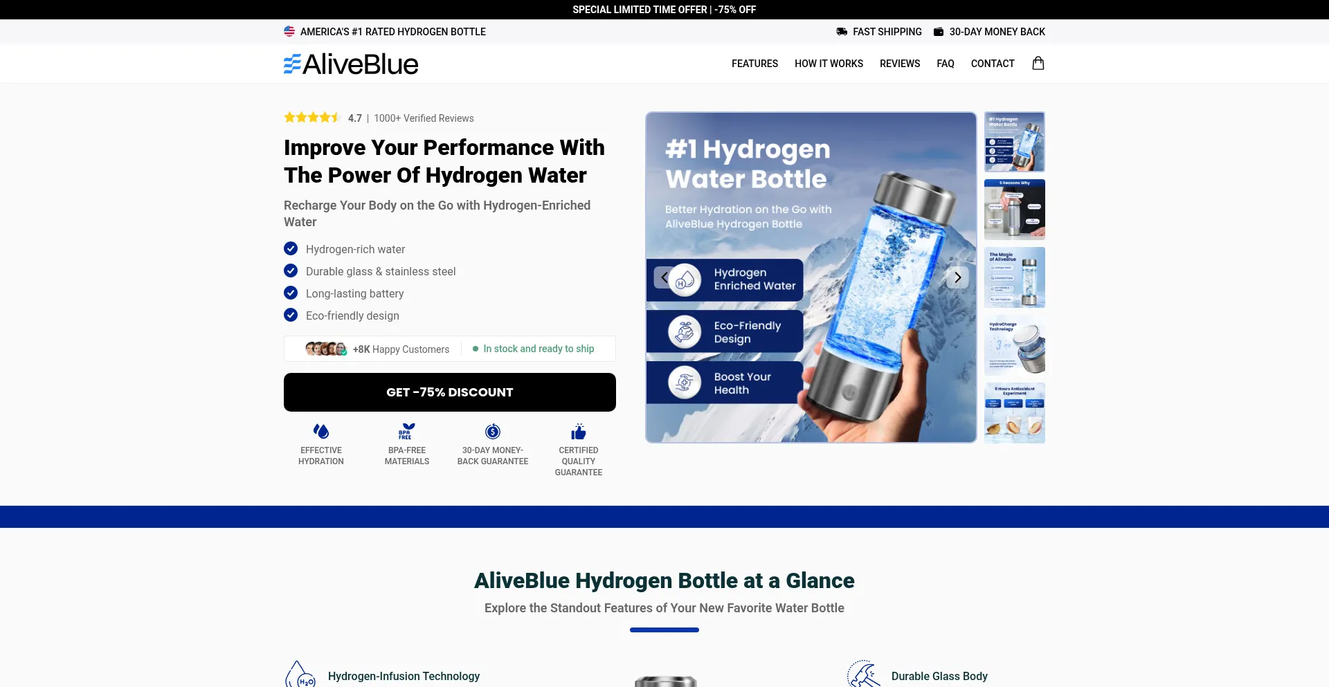 Website screenshot of Aliveblue.com