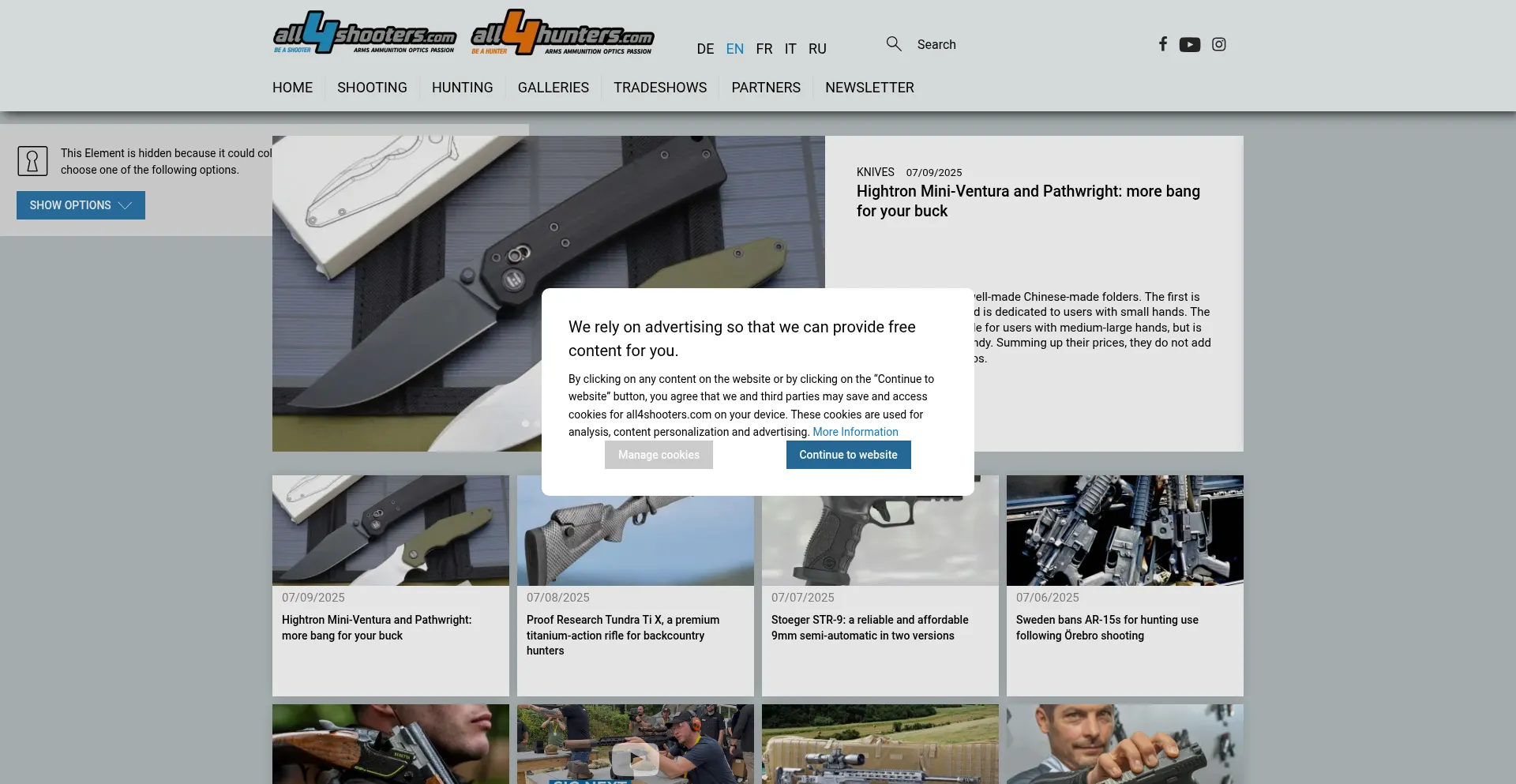 Website screenshot of All4shooters.com