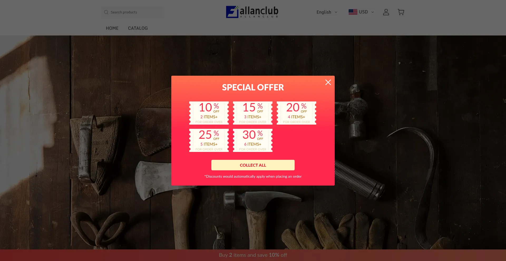 Website screenshot of Allanclub.com